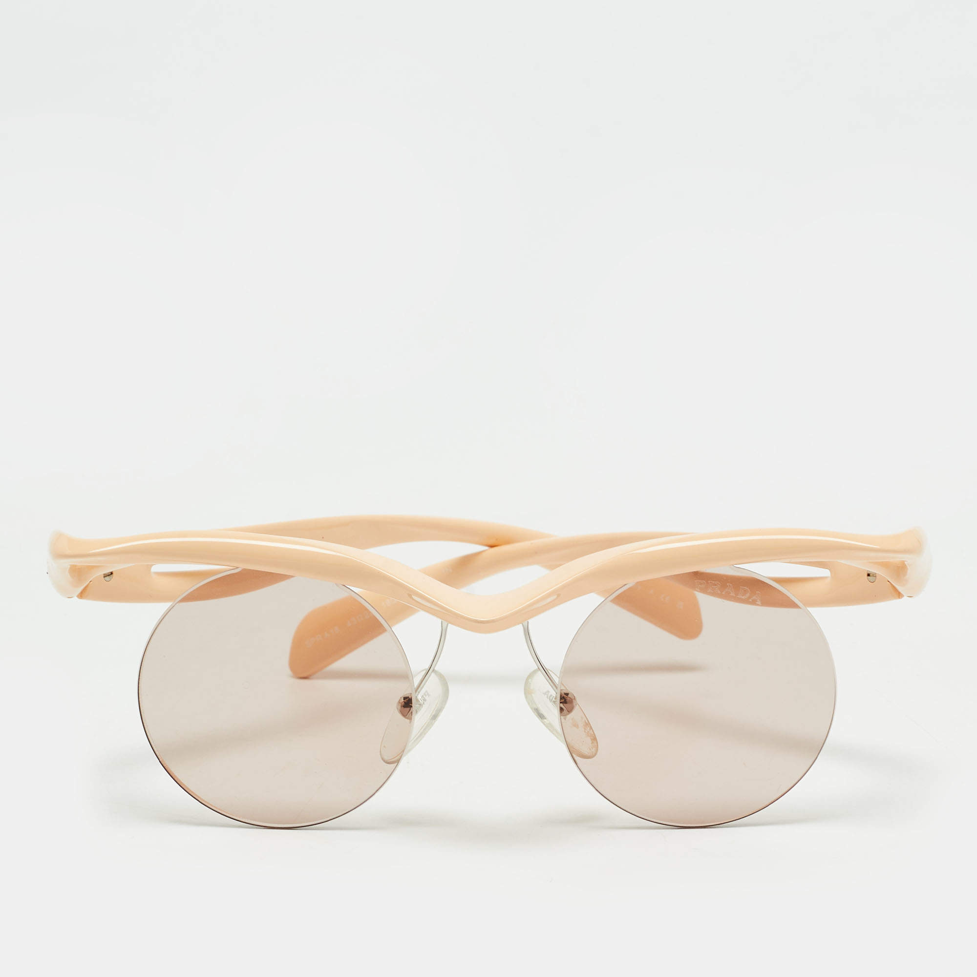 مملوكة مسبقًا Prada Peach SPR A18 Rimless Round Sunglasses