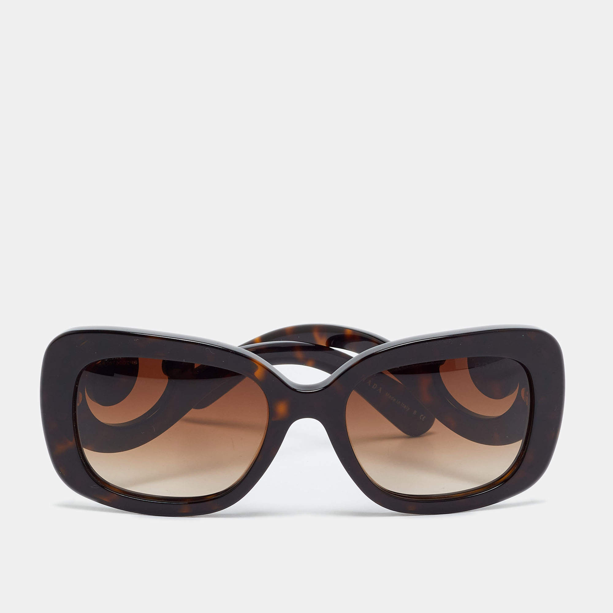 Pre Owned Prada Tortoise Brown Gradient SPR 270 Baroque Square Sunglasses