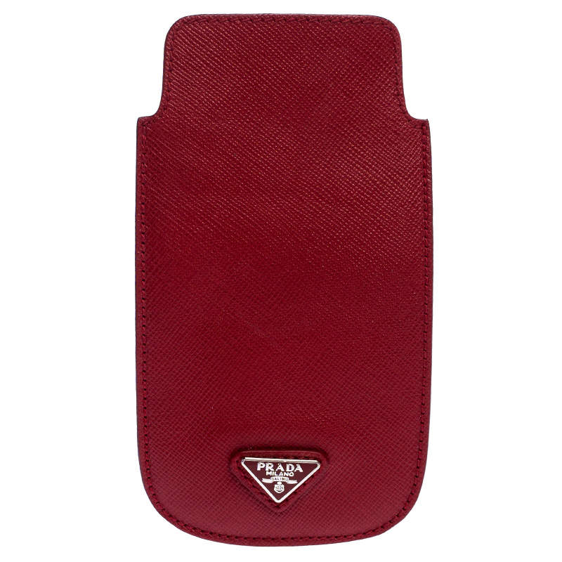 Prada Red Saffiano Leather iPhone Case