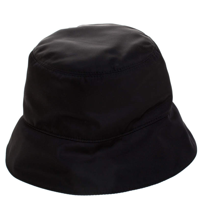 Pre Owned Prada Black Nylon Classic Bucket Hat M