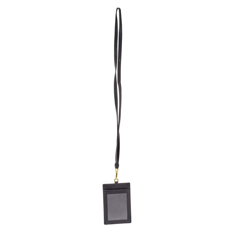 مملوكة مسبقًا Prada Black Leather ID Badge Holder