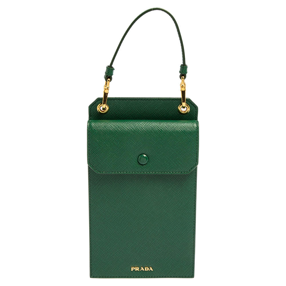 Prada Green Saffiano Lux Leather Smartphone Case