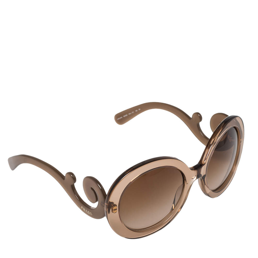 Prada Brown Acetate SPR27N Baroque Gradient Oversized Sunglasses