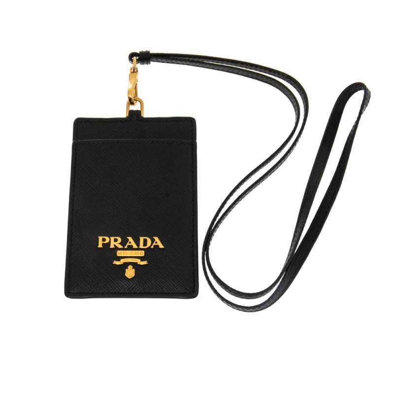 Prada Black Saffiano Leather Badge Holder