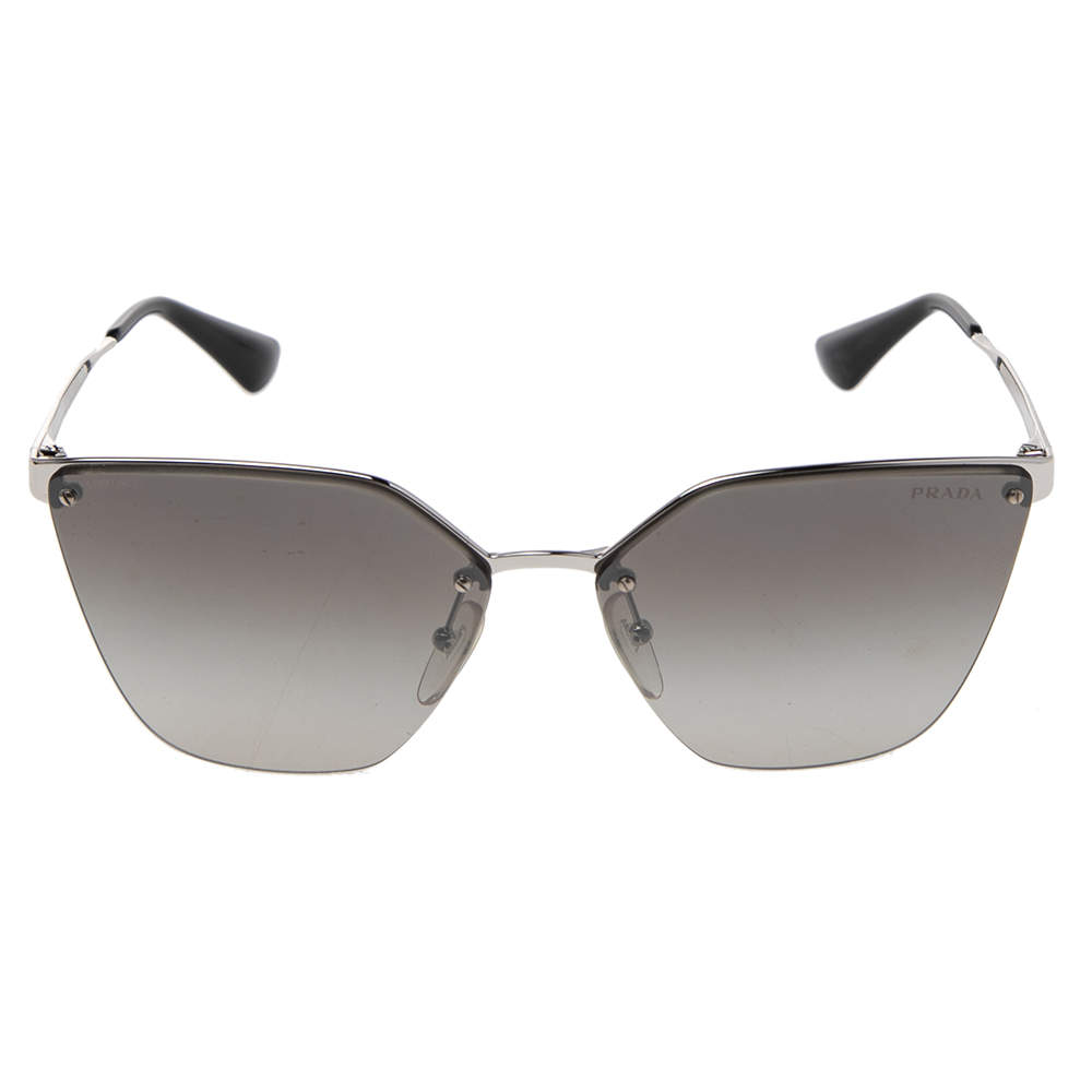 Prada Silver Tone/ Grey Gradient SPR 68T Cat Eye Sunglasses Prada