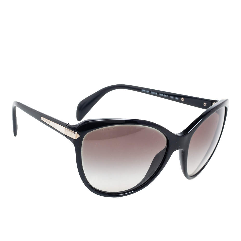 Prada Black Acetate SPR15P Gradient Cat Eye Sunglasses