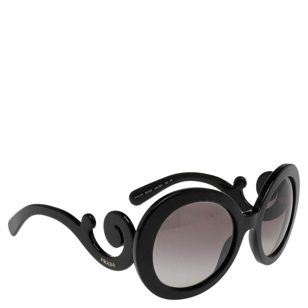 Prada Black/Grey Gradient SPR27N Oversized Round Sunglasses