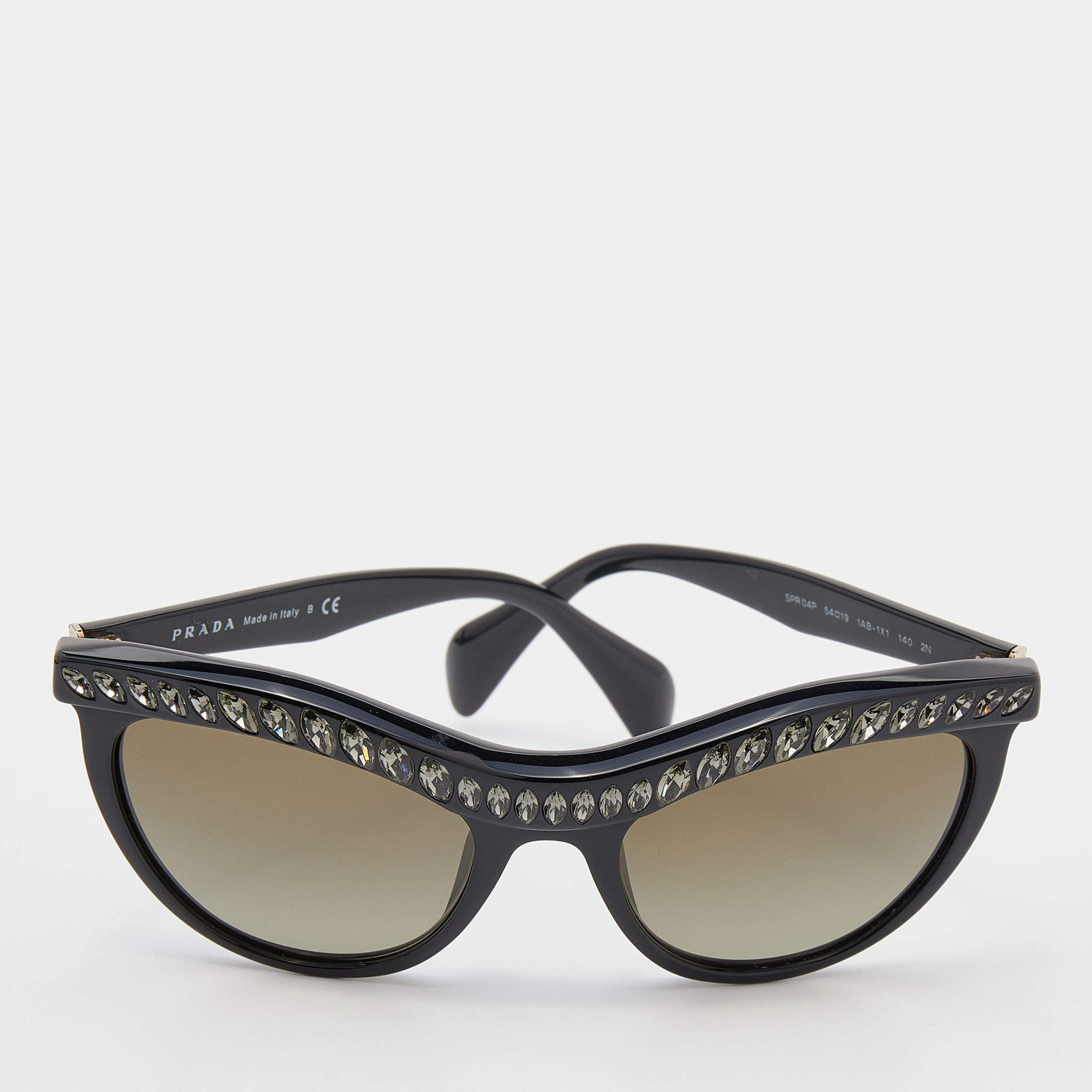 Prada Black/Green Gradient SPR 04P Crystal Embellished Cat Eye Sunglasses