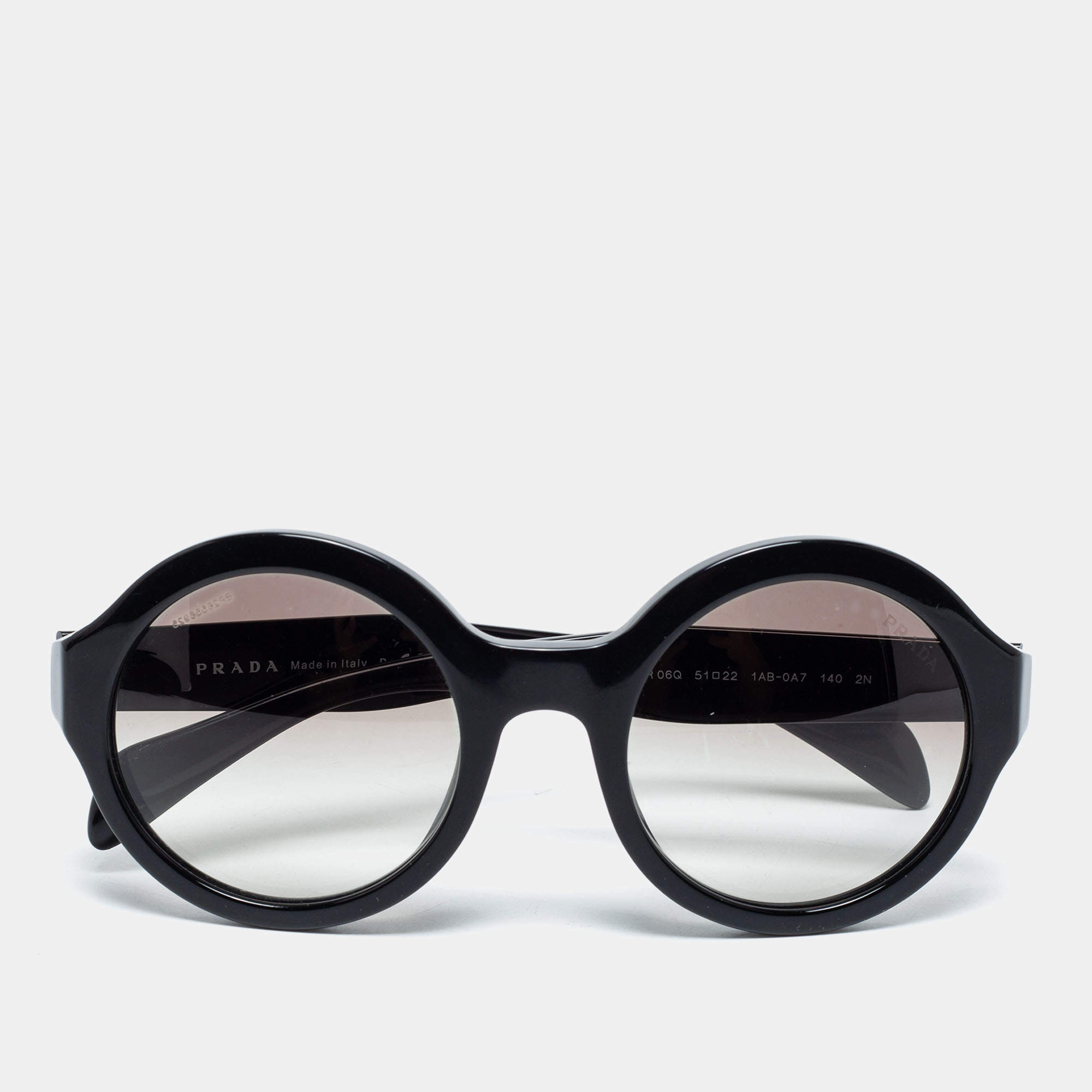 Prada Black/ Grey Gradient SPR06Q Round Sunglasses