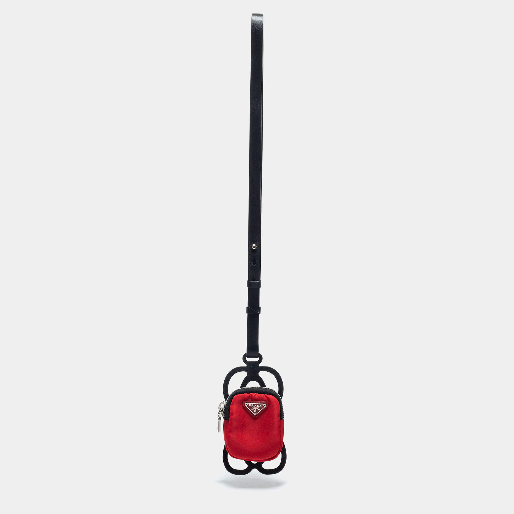 Prada Red/Black Nylon, Leather and Rubber Smartphone Phone Case Landyard