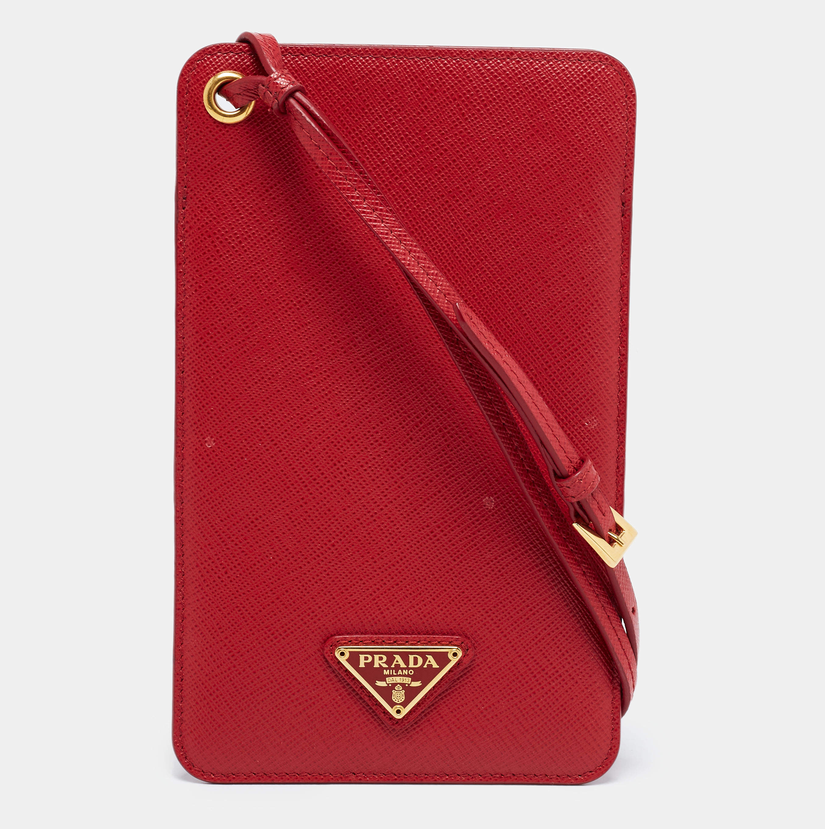 Prada Red Saffiano Lux Leather Smartphone Case