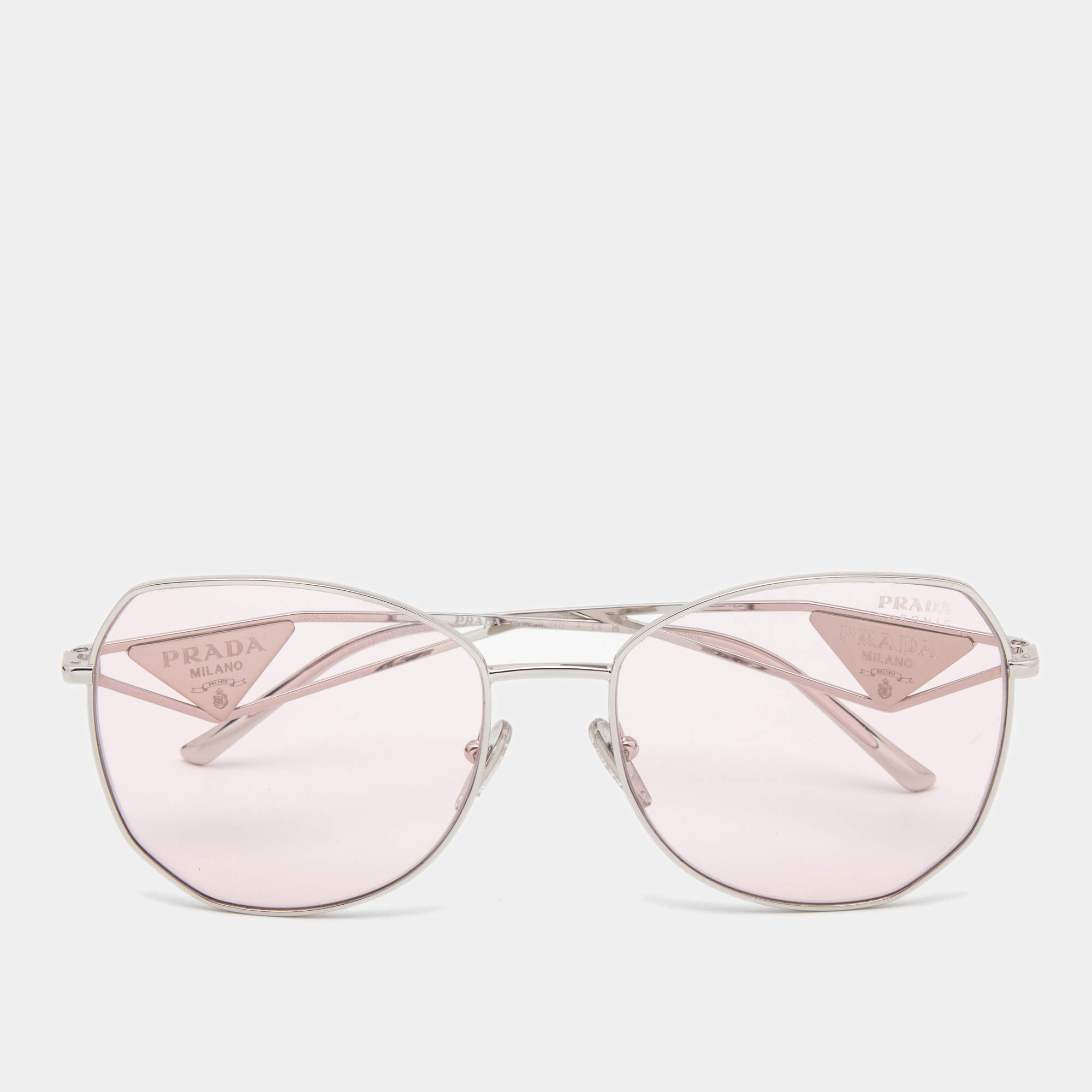 Prada Pink/Silver SPR57Y Gradient Oversized Sunglasses