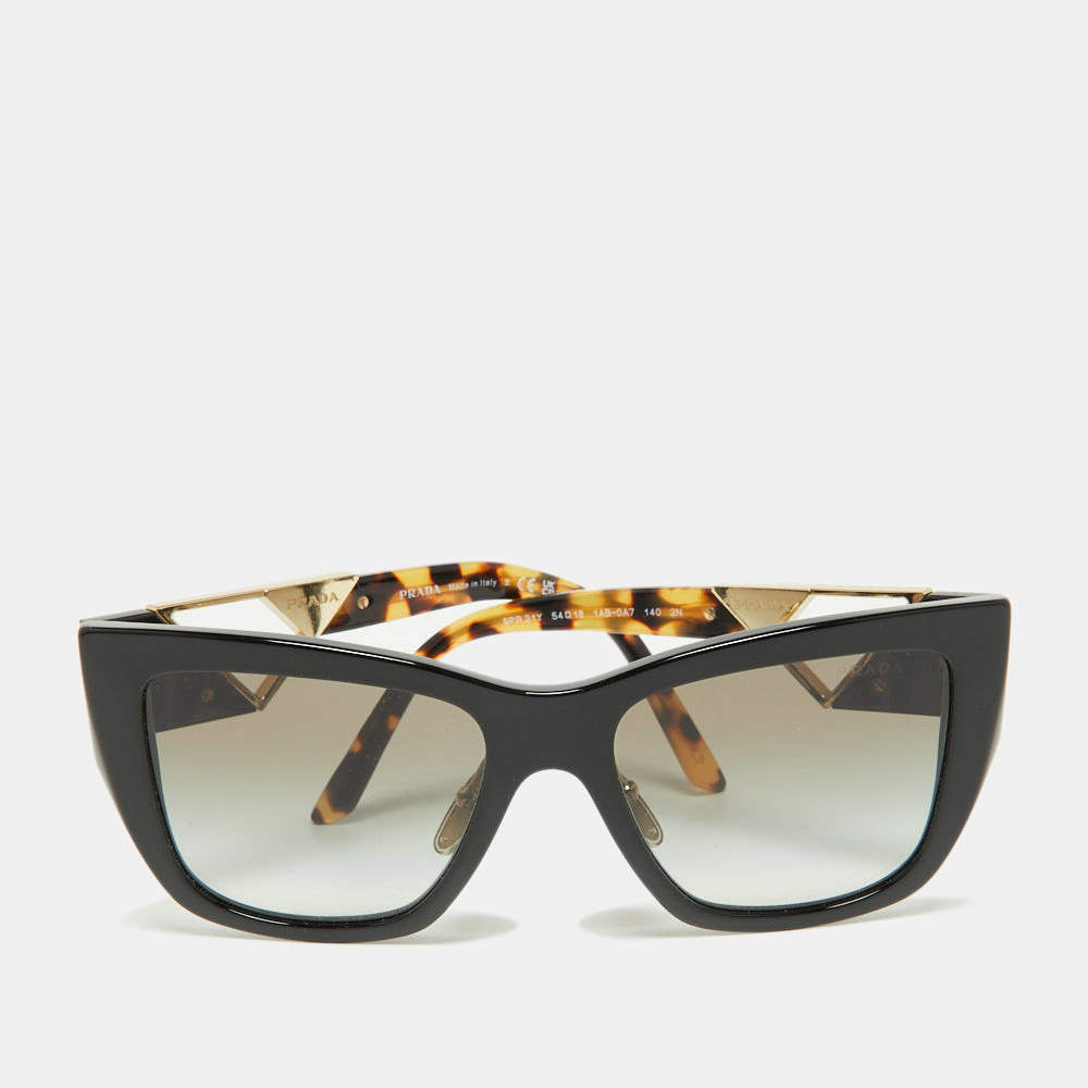 Prada Black/Green Gradient SPR21YS Rectangle Sunglasses