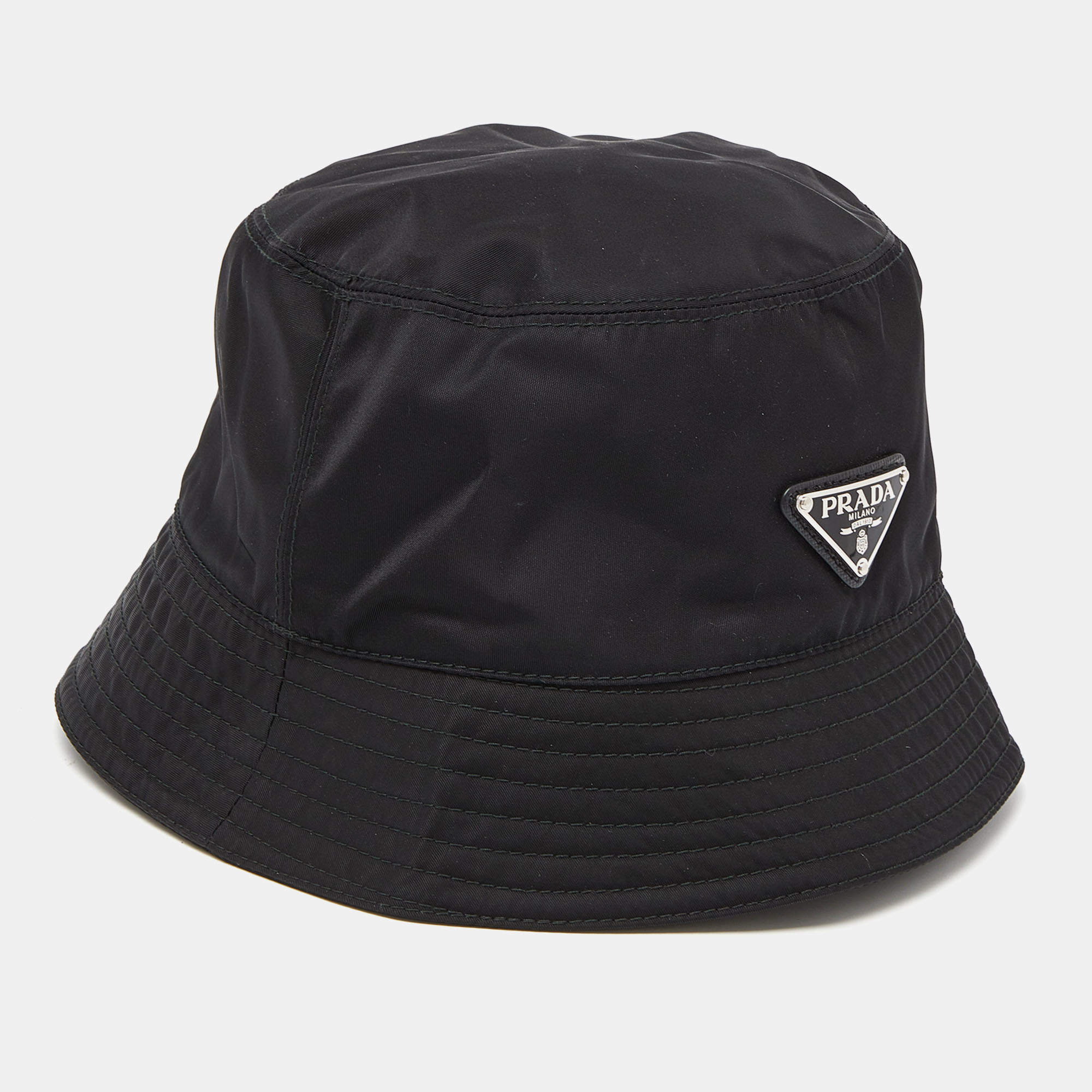 Prada Black Re-Nylon Bucket Hat L