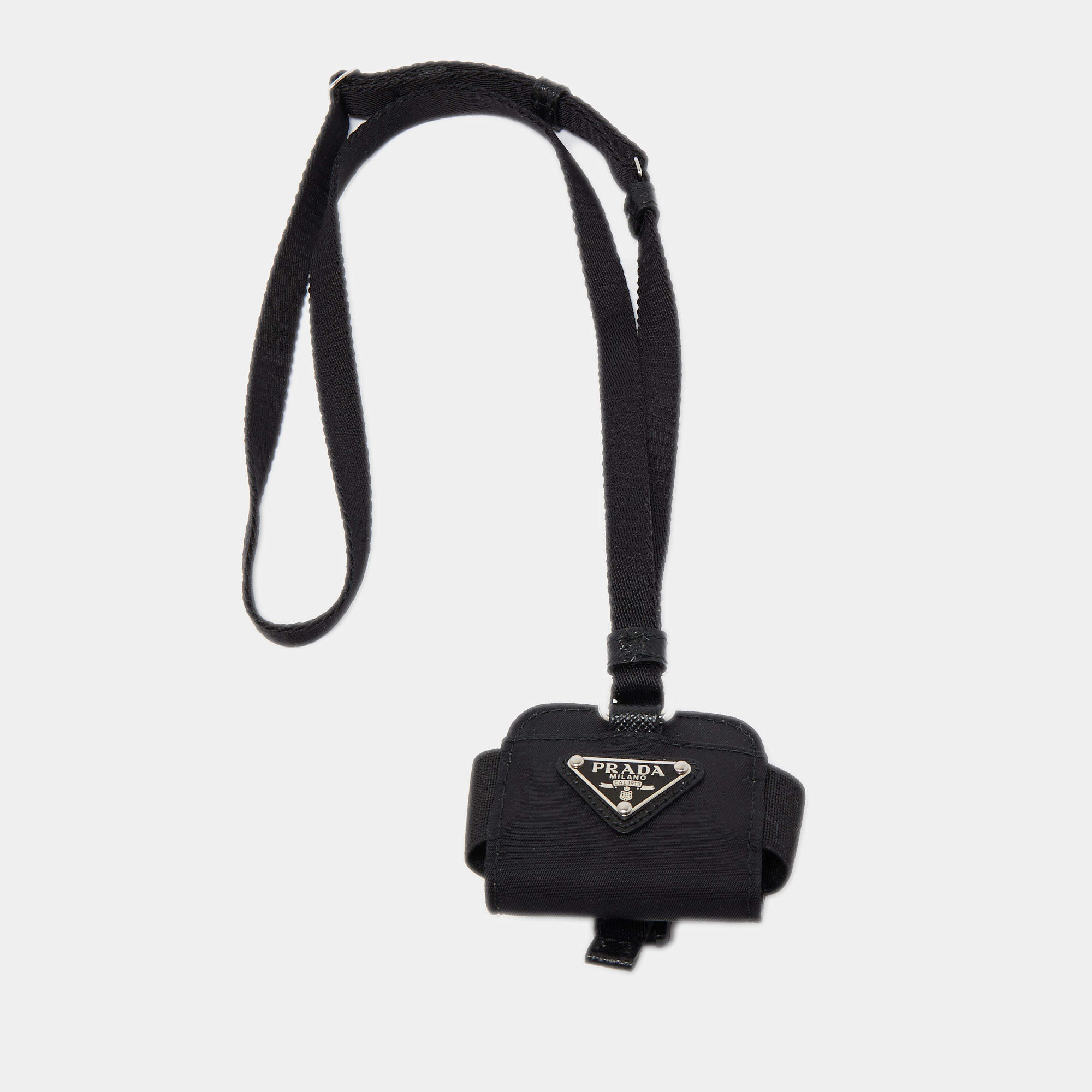 Prada Black Nylon Airpods Pro Case with Adjustable Strap