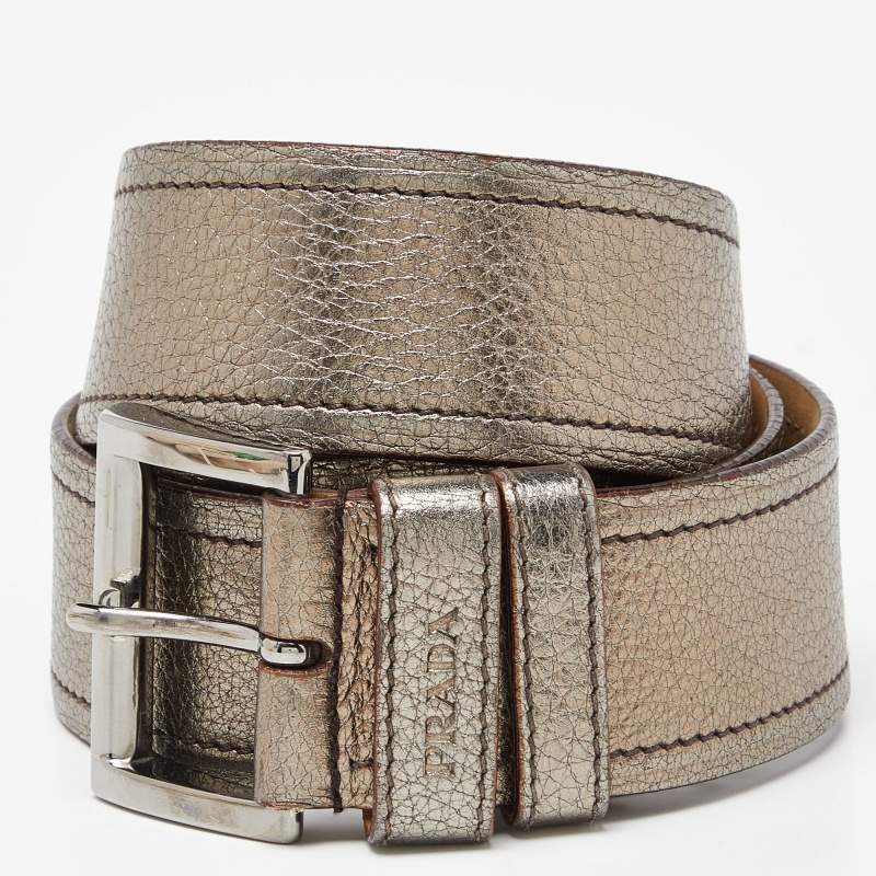 Prada Metallic Leather Buckle Belt 80CM