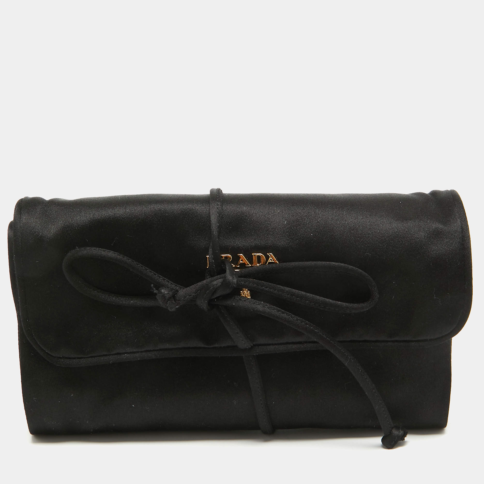 Pre Owned Prada Black Satin Foldable Travel Pouch
