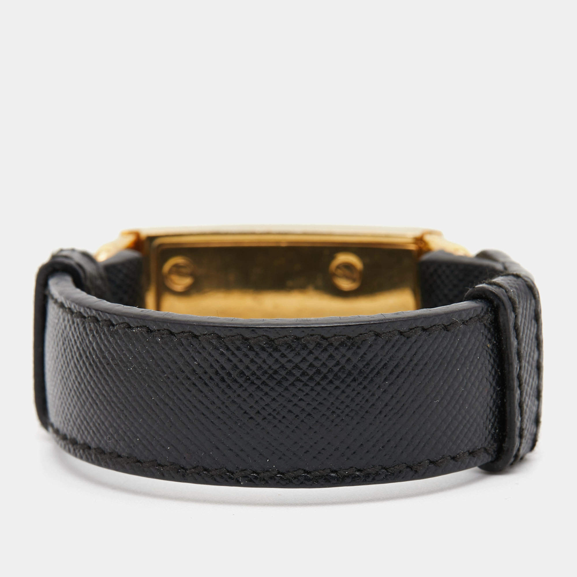 Prada Leather Gold Tone Bracelet Prada