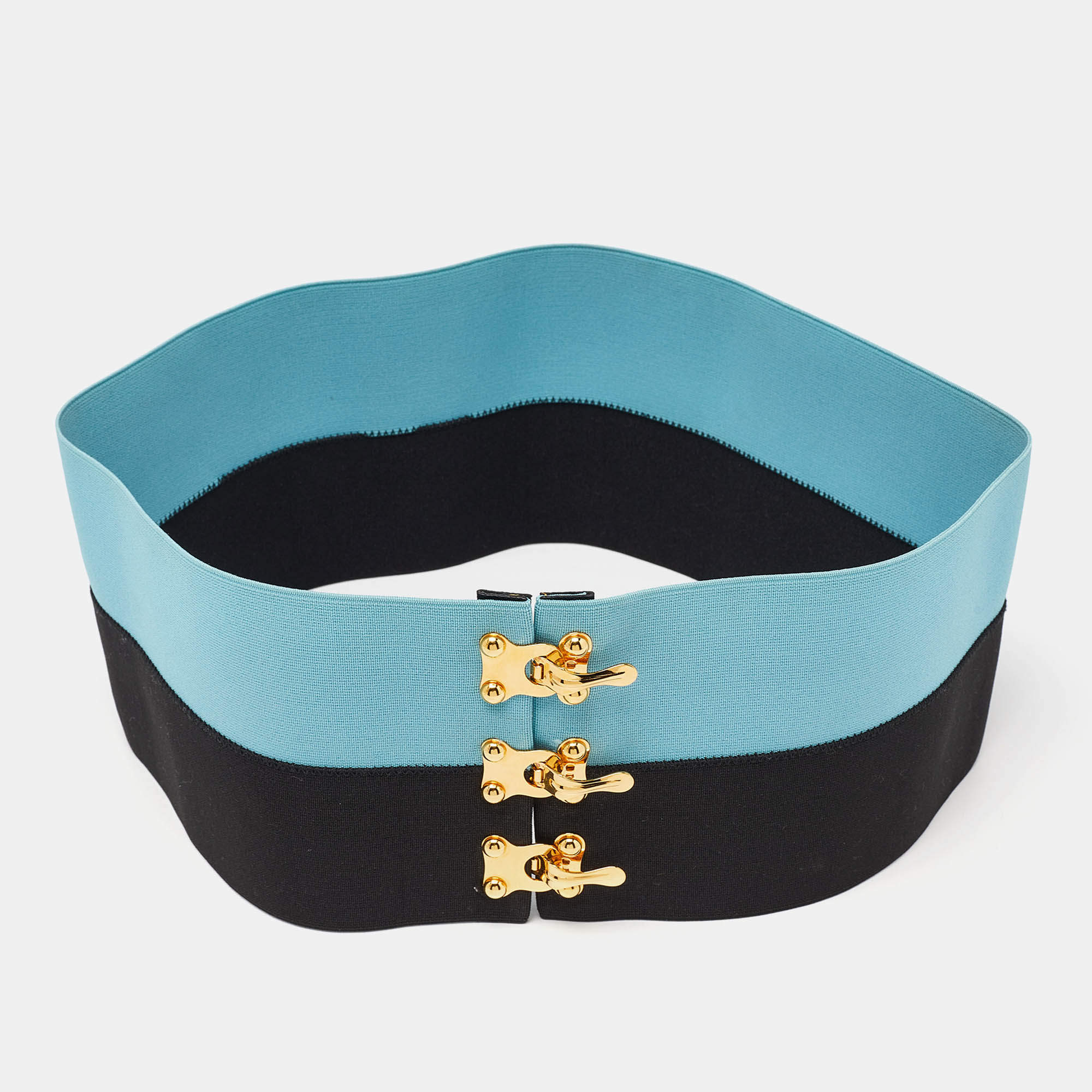 Prada Black/Blue Elastic Waist Belt M