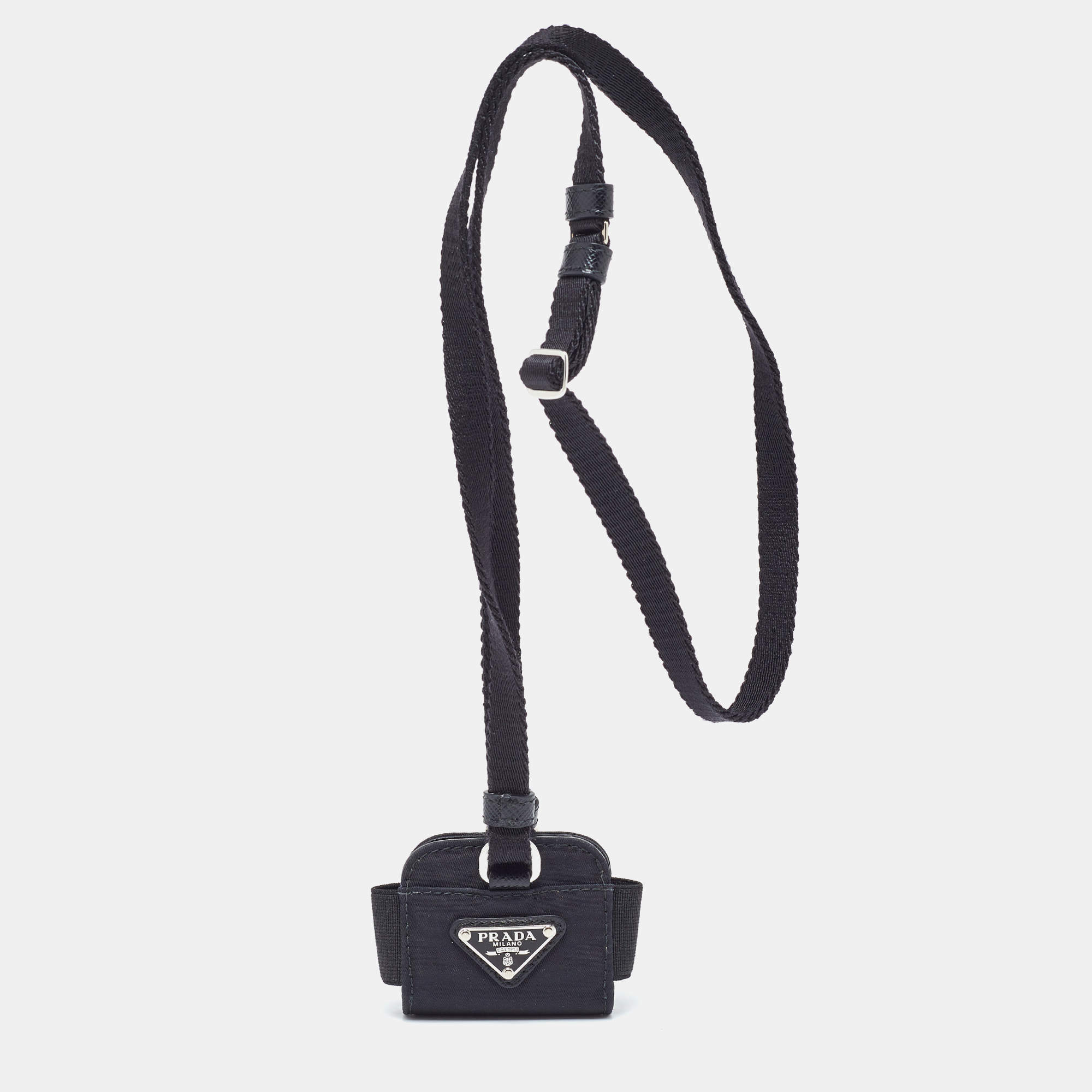 Prada Black Nylon Airpods Pro Case with Adjustable Strap