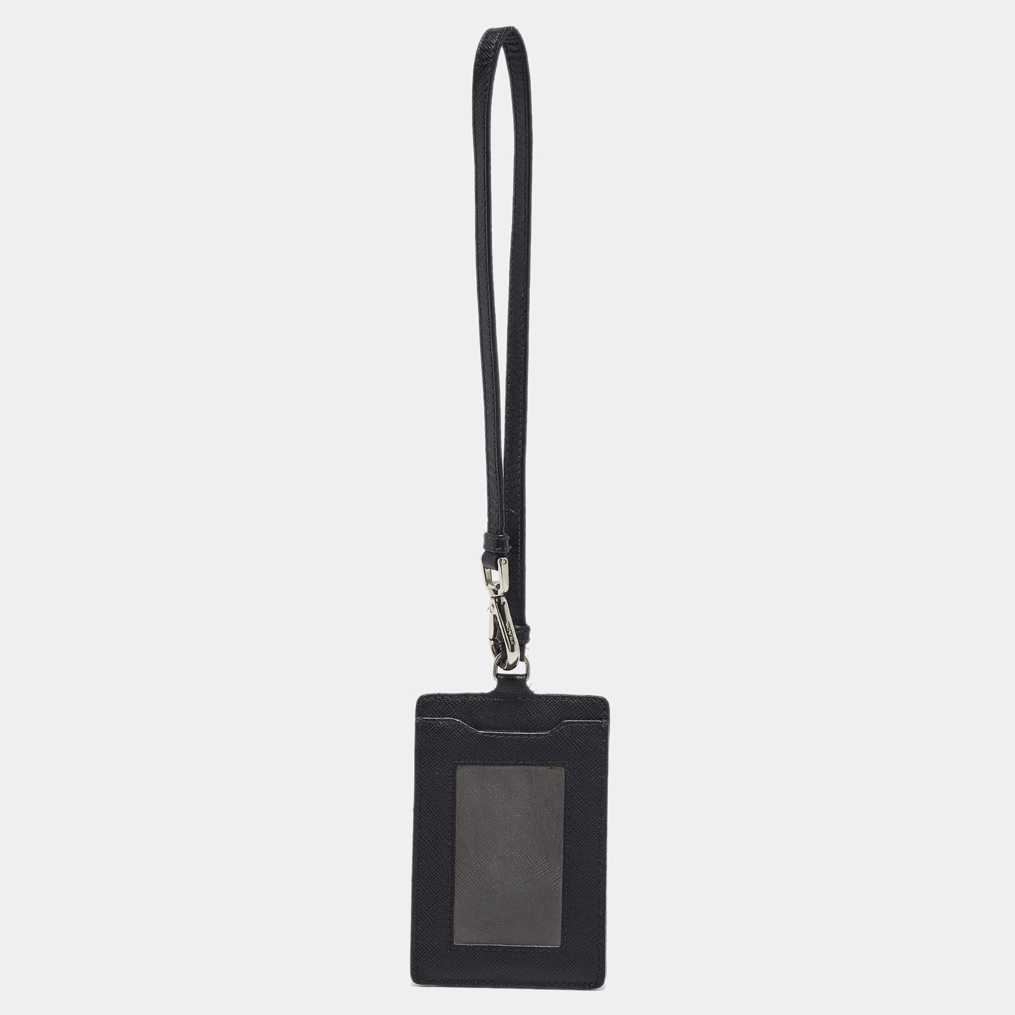 Prada Black Saffiano Leather Badge Holder