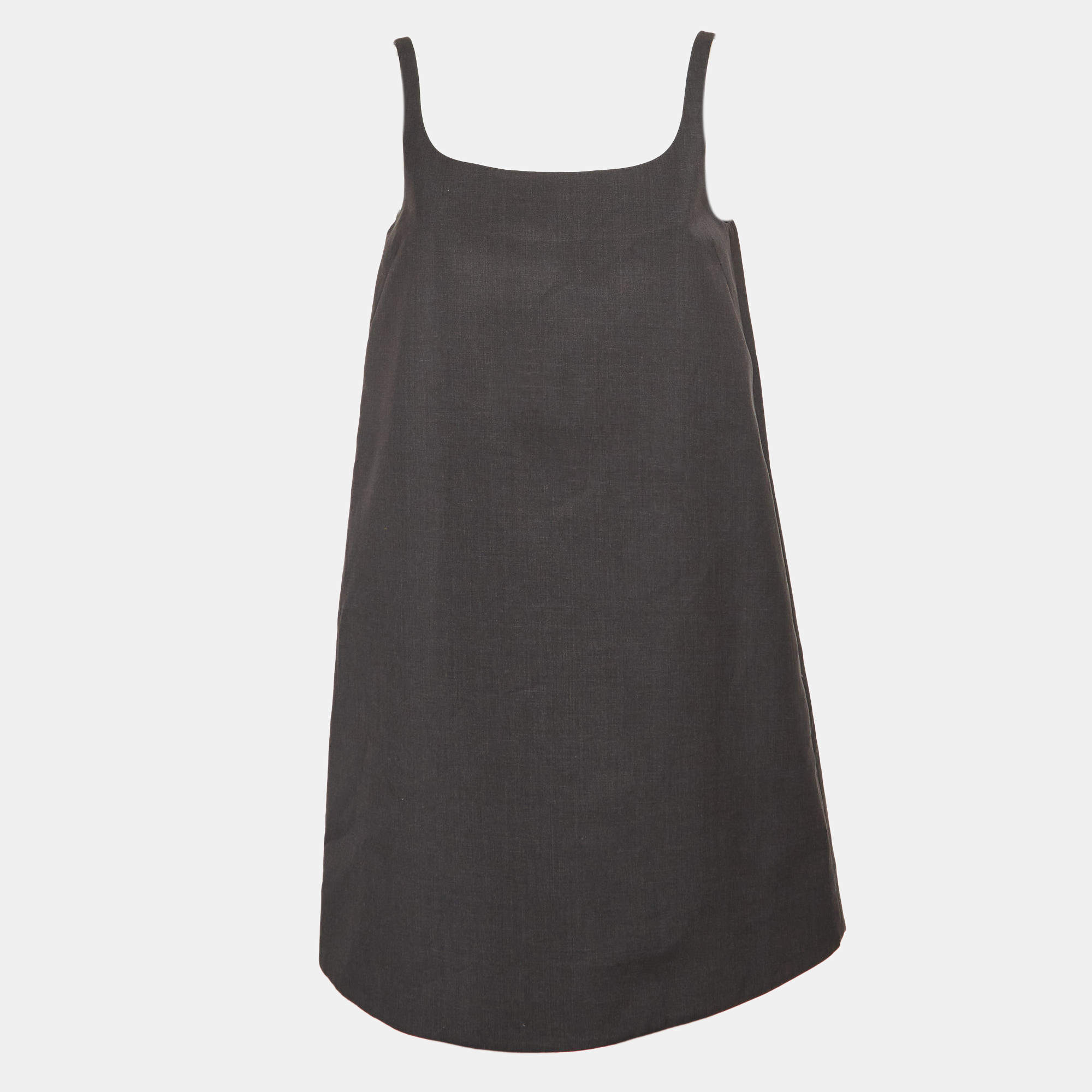 Prada Dark Grey Wool Mini Shift Dress S