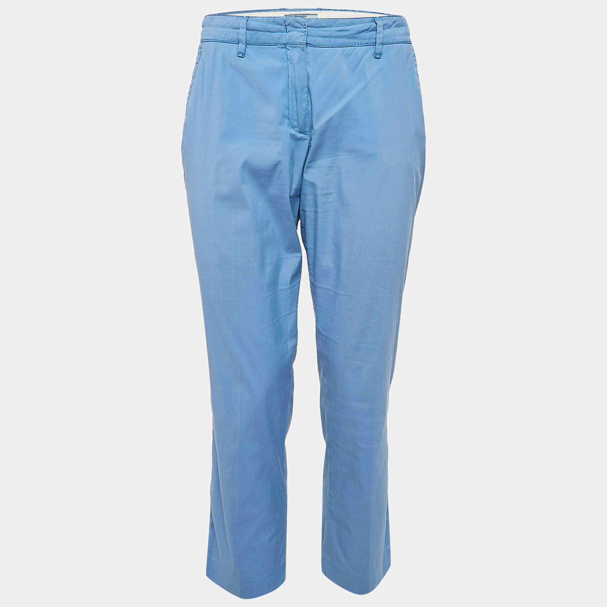 Prada Blue Cotton Blend Trousers M