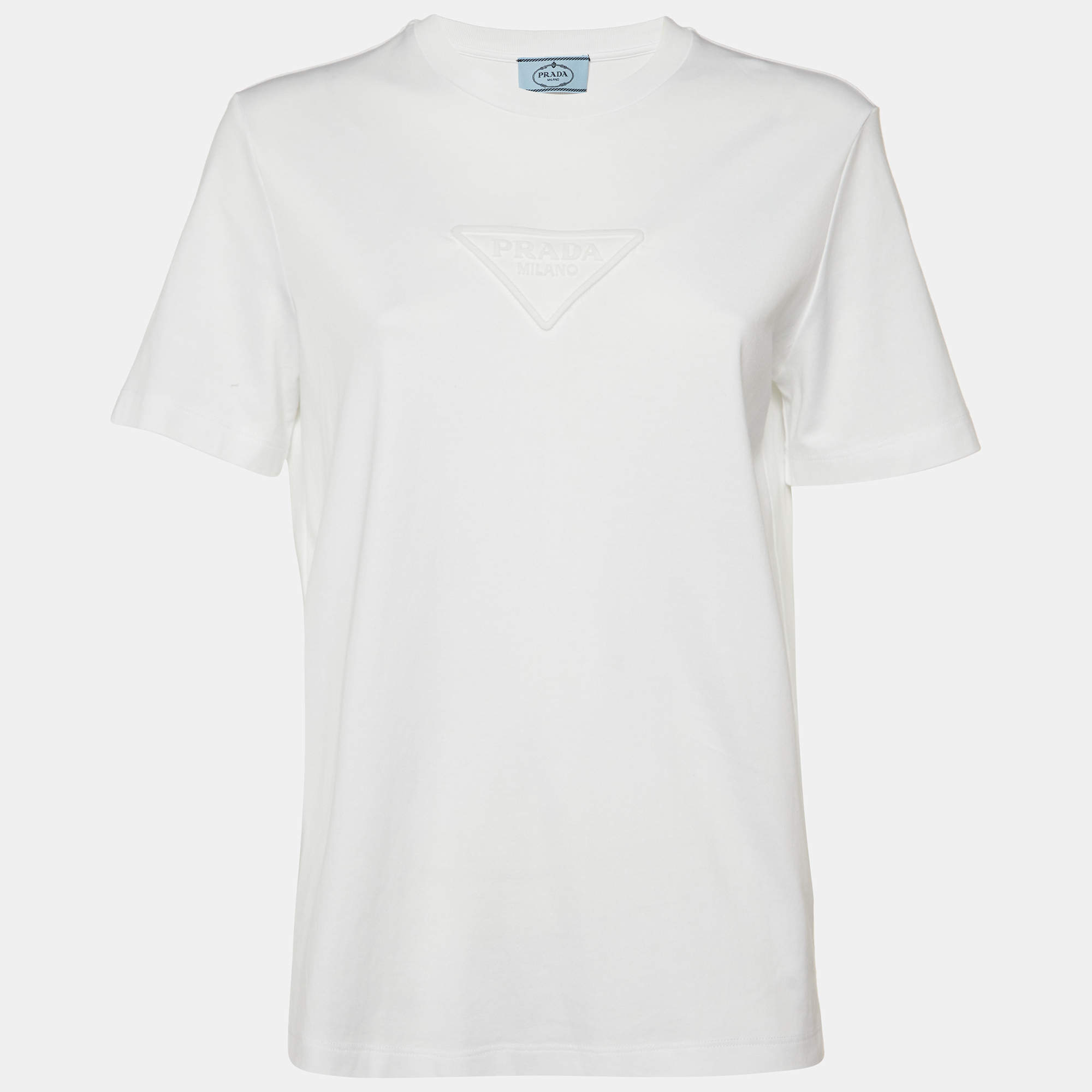 PRADA BASIC TEE shirt white Ｌ White Jersey T-shirt | PRADA