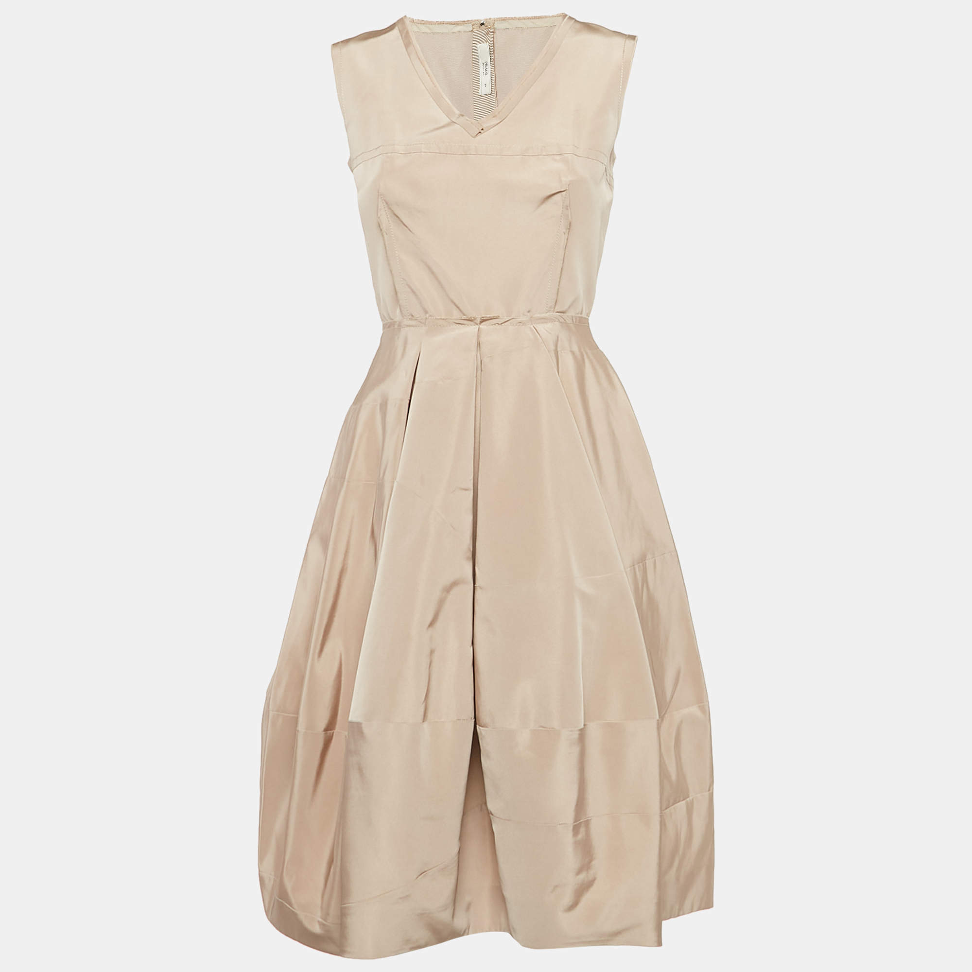 Pre Owned Prada Pink Silk Blend Pleated Short Dress S