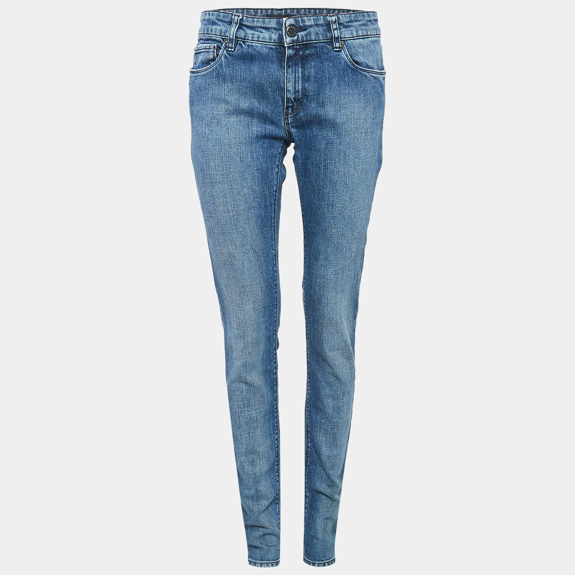 Prada Blue Washed Denim Contour Fit Jeans M Waist 27"