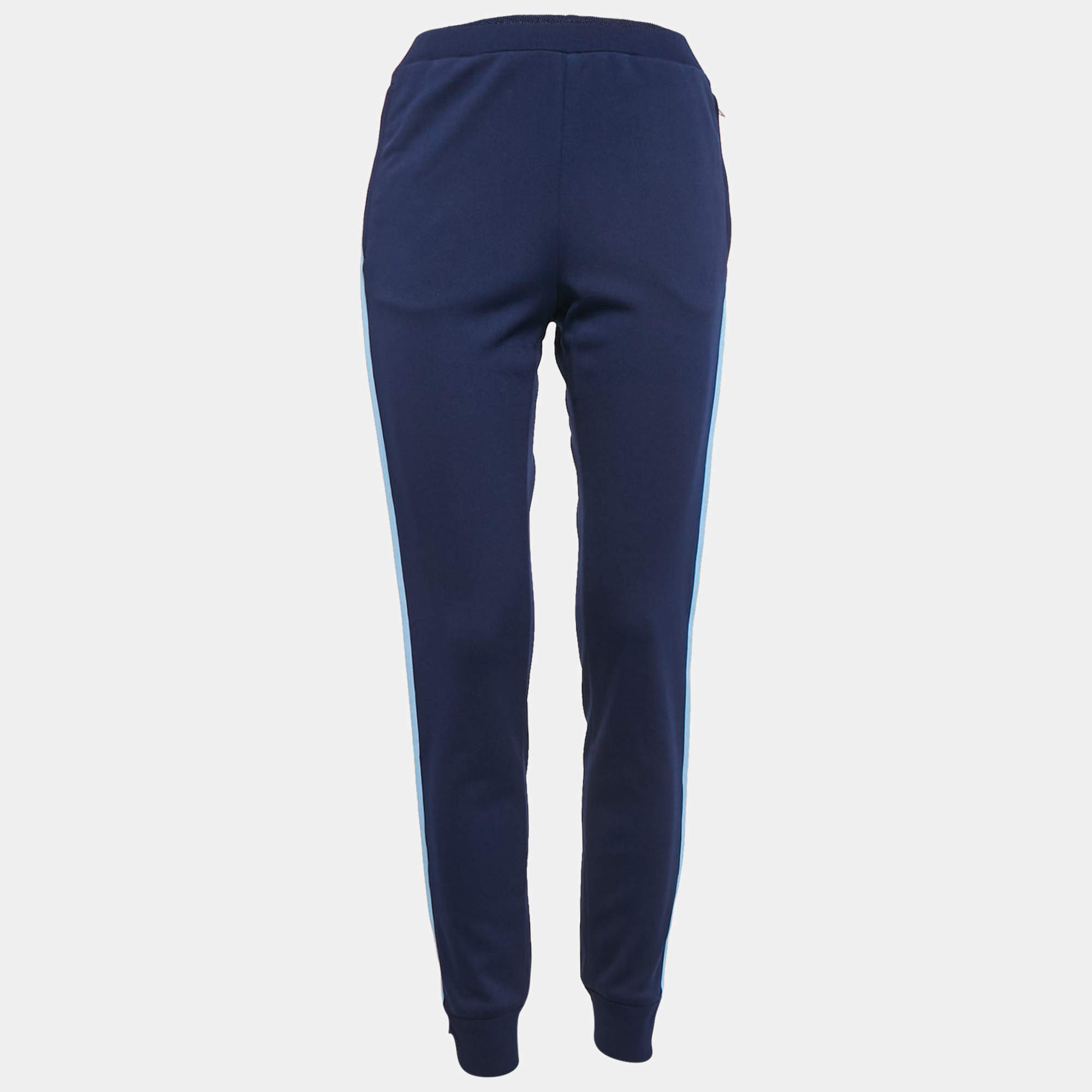 Prada Navy Blue Side Stripe Stretch Knit Jogger S