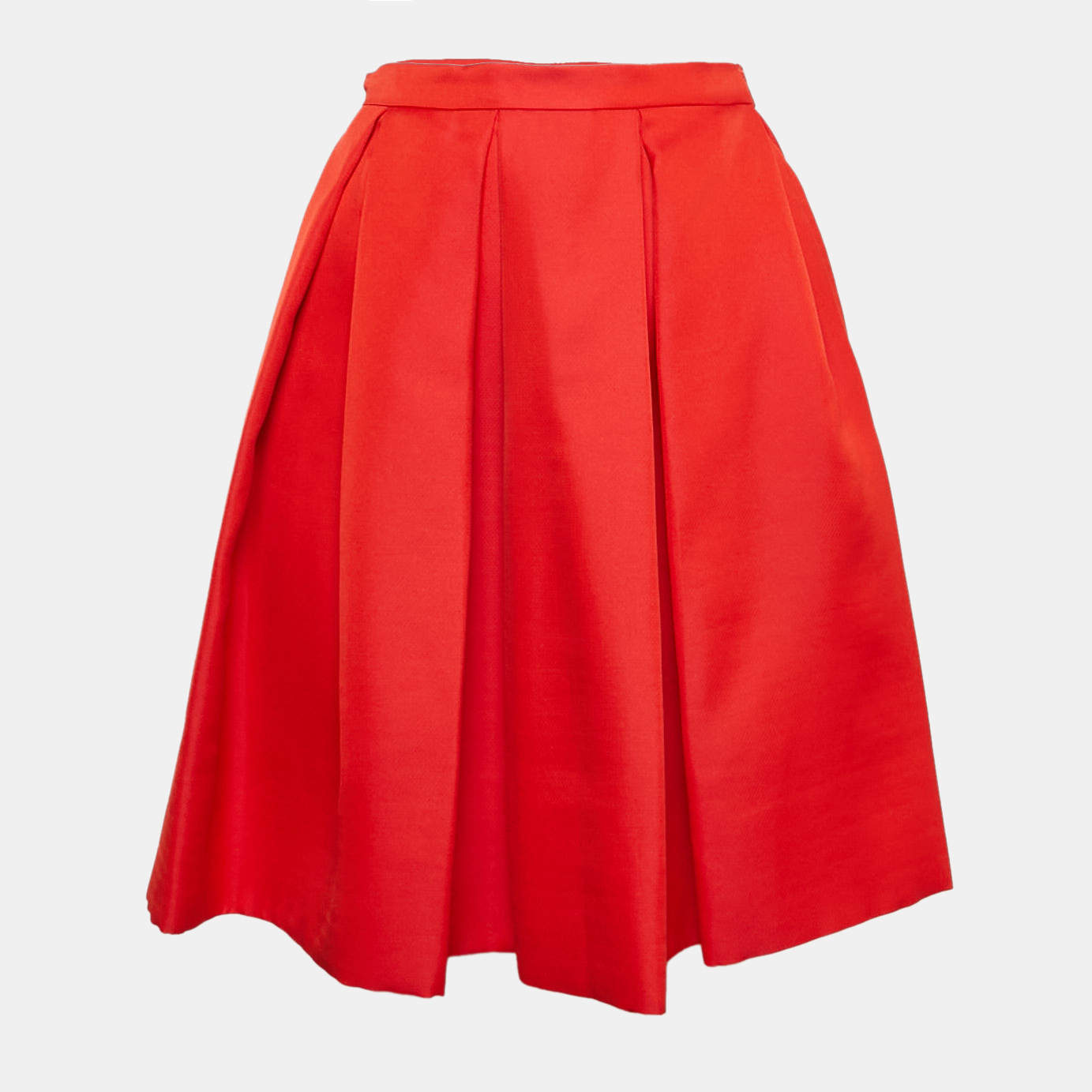Prada Red Crepe Box Pleats Short Skirt XS