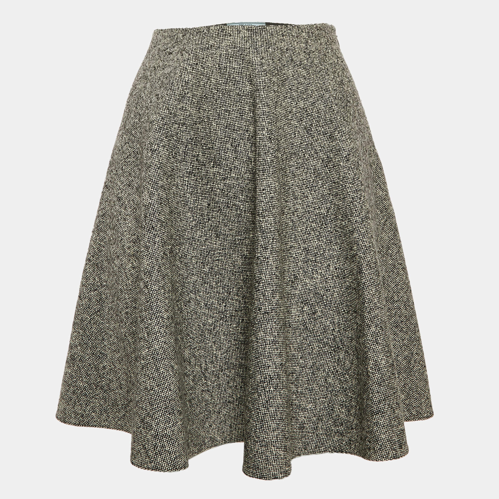 Prada Black/White Wool Flared Mini Skirt S
