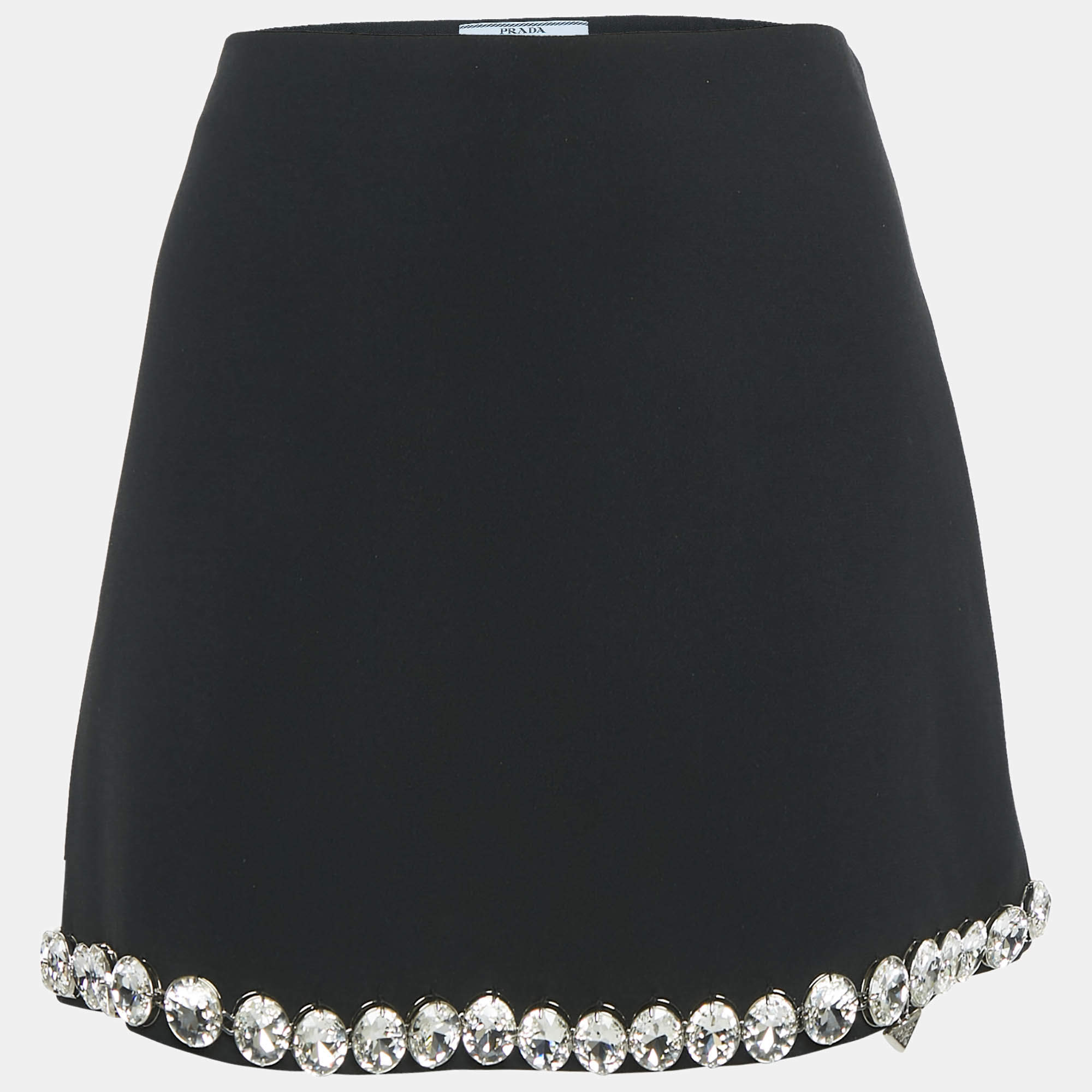 Prada Black Crystal Studded Crepe Mini Skirt S