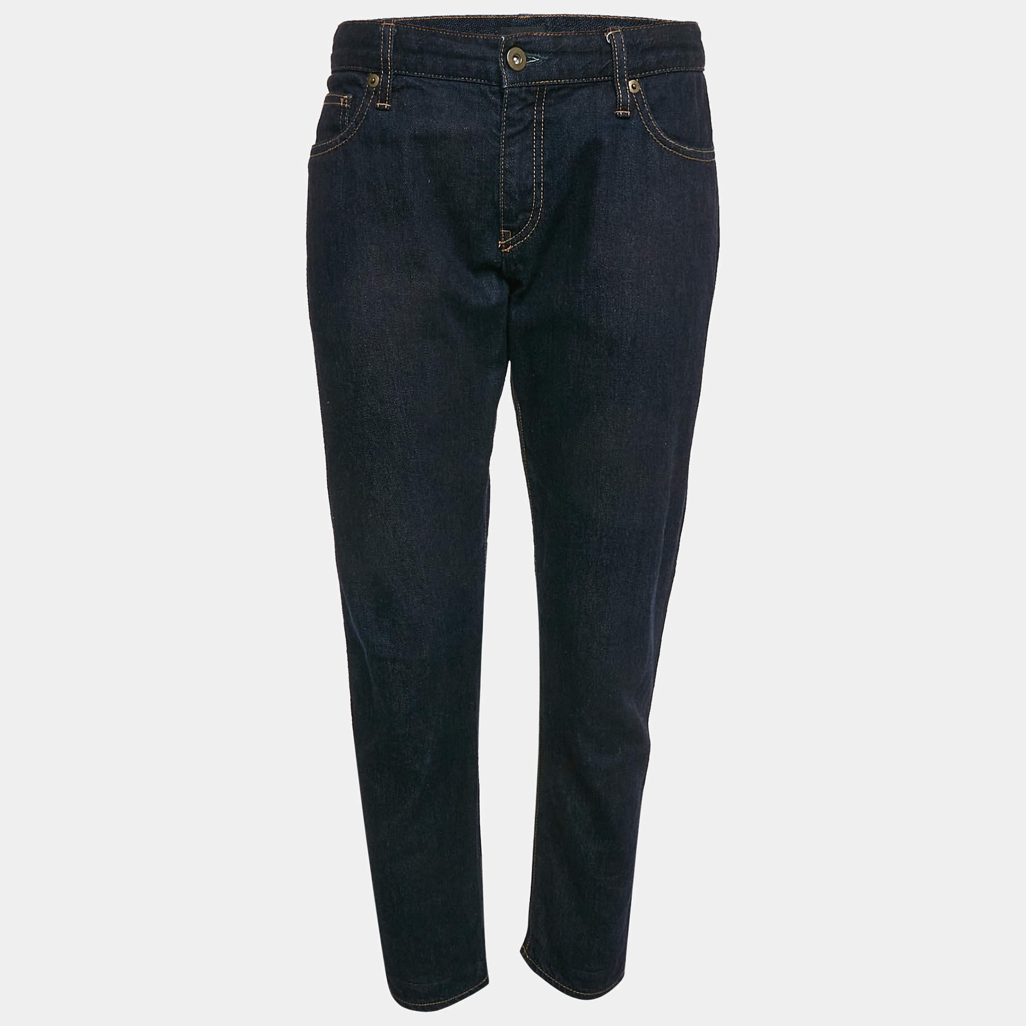 Pre Owned Prada Navy Blue Denim Low Rise Jeans L Waist 35"