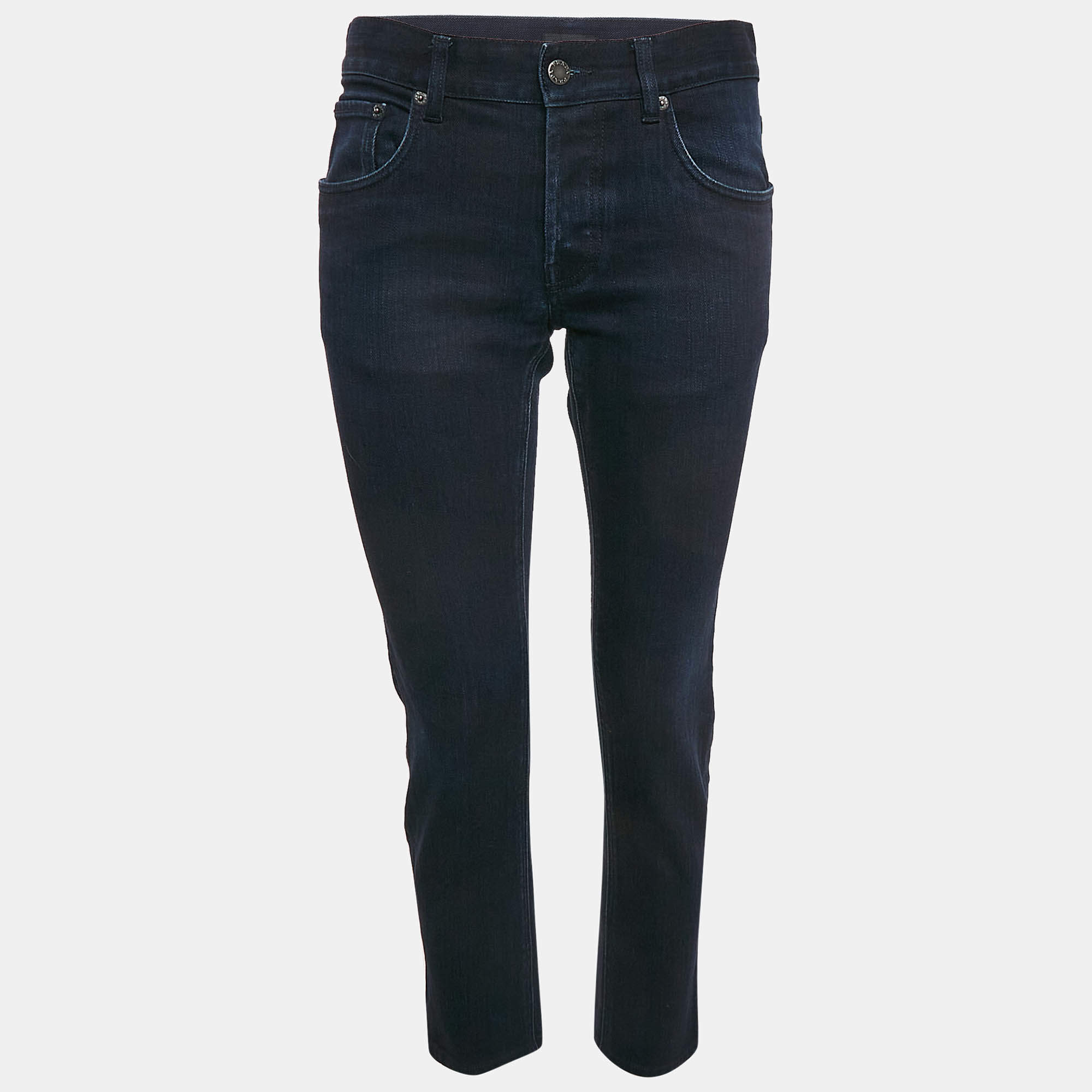 مملوكة مسبقًا بنطلون جينز برادا دينيم أزرق داكن بقصة ضيقة مقاس وسط 30 بوصة (ميديوم)