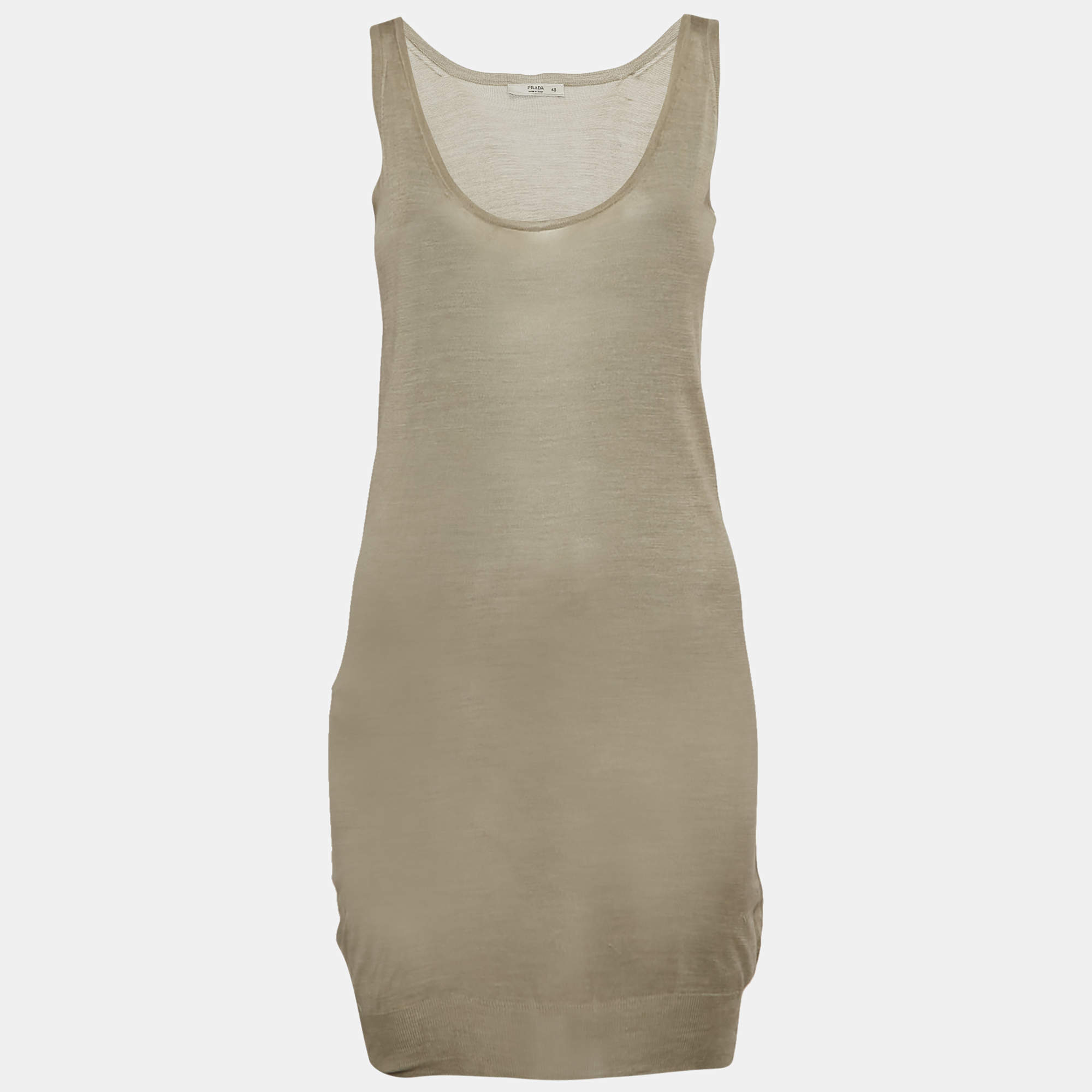 Prada Green Knit Round Neck Tank Top S