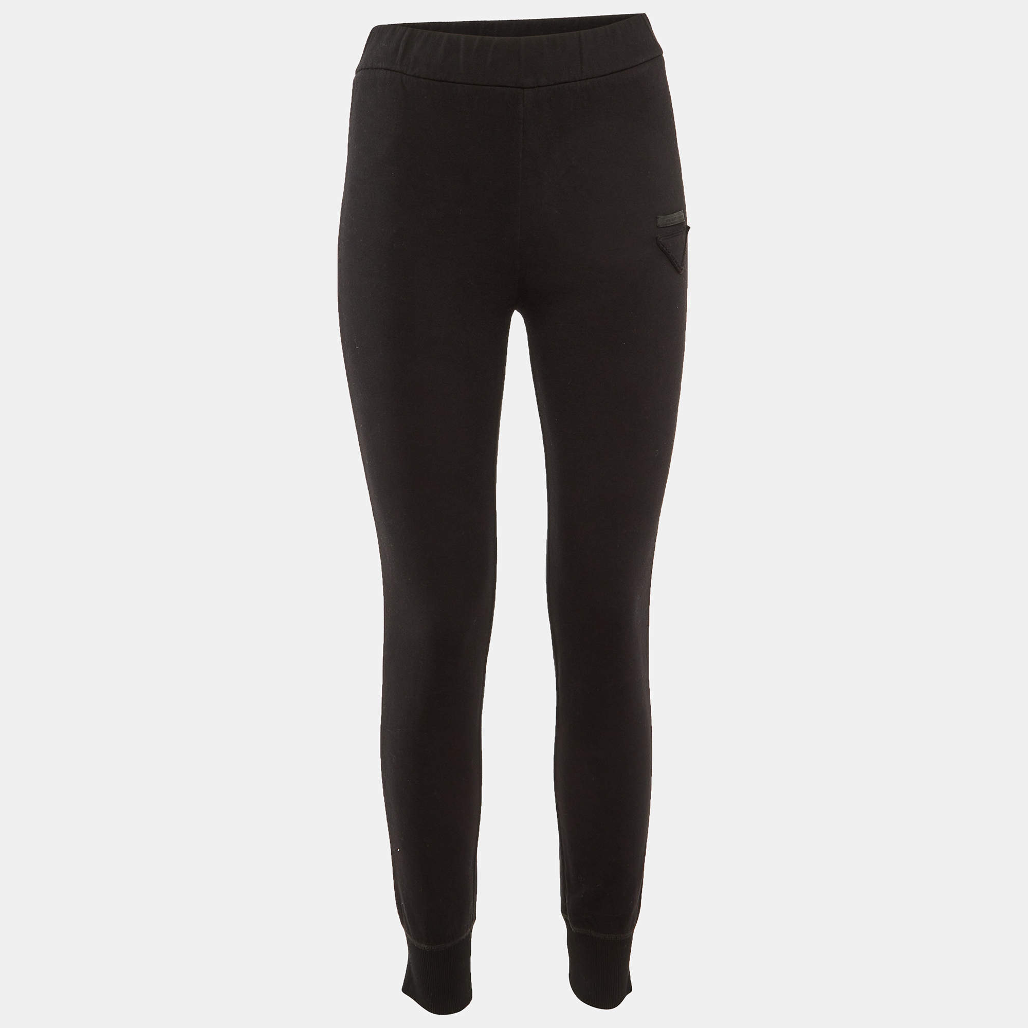 Prada Black Cotton Track Trousers M