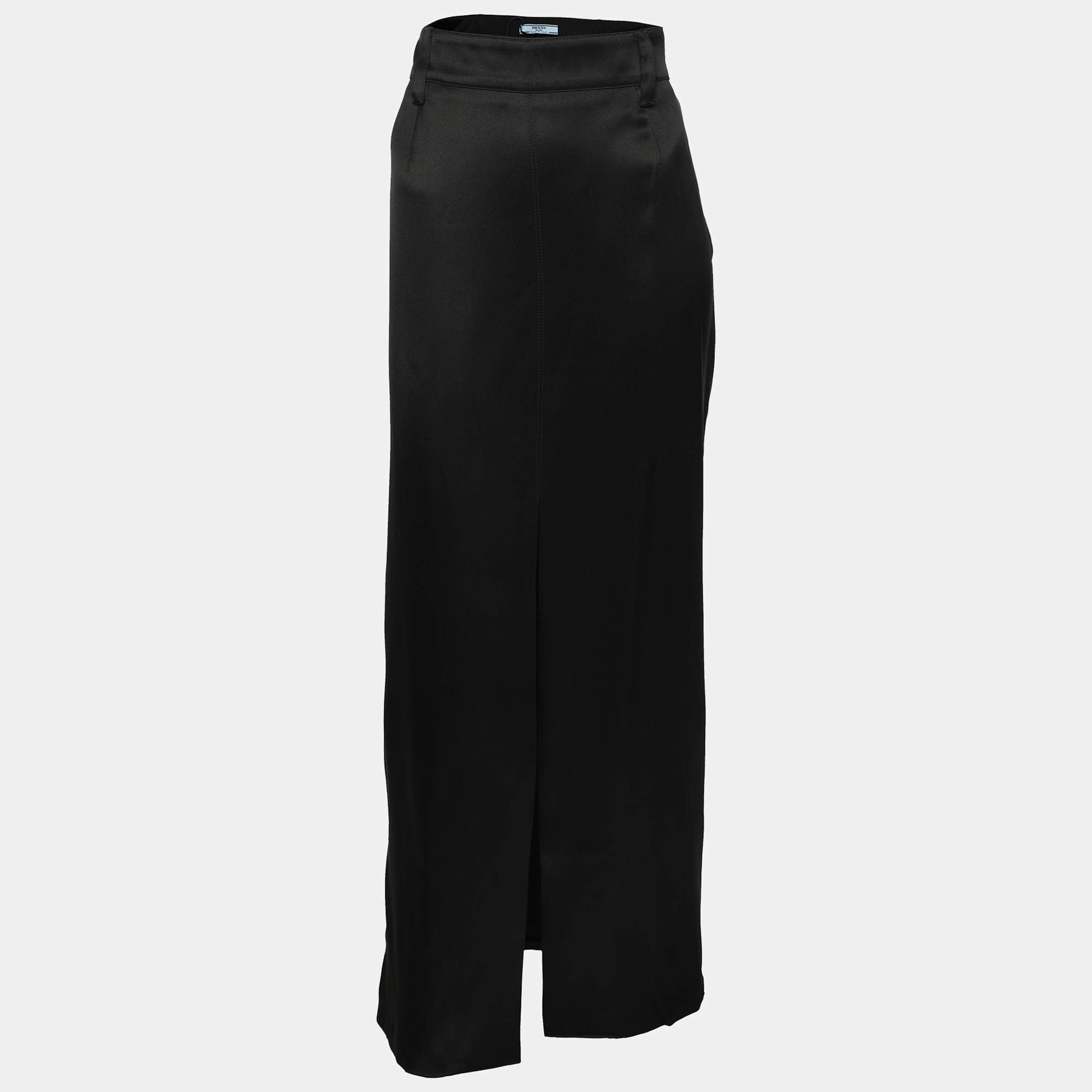 Prada Black Silk Maxi Skirt M