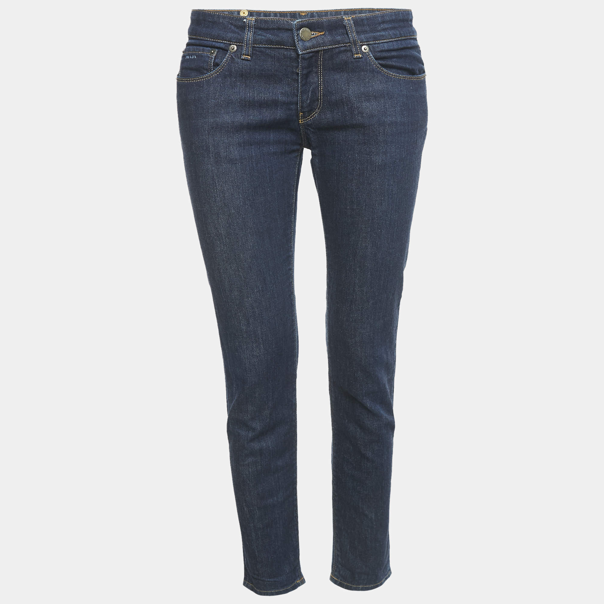 Pre Owned Prada Navy Blue Denim Skinny Jeans M Waist 27"