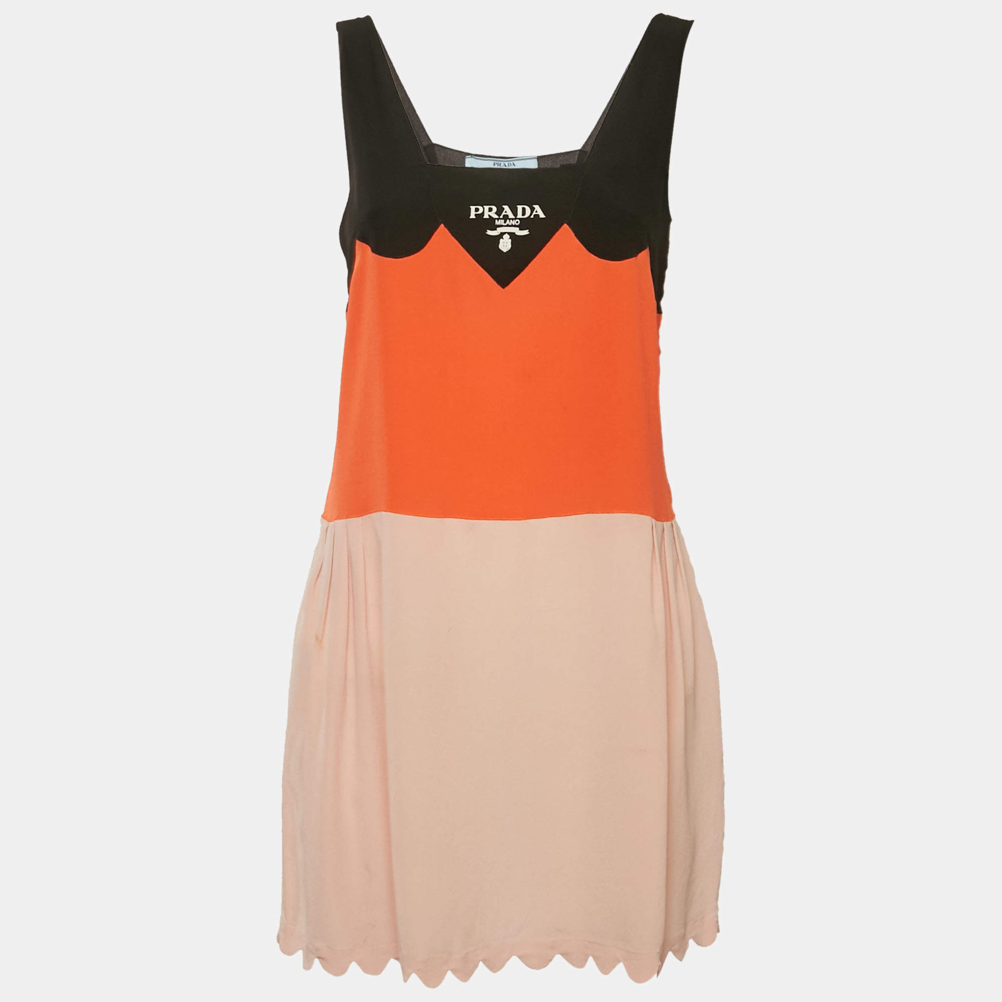 Pre Owned Prada Multicolor Stretch Crepe Sleeveless Mini Dress S