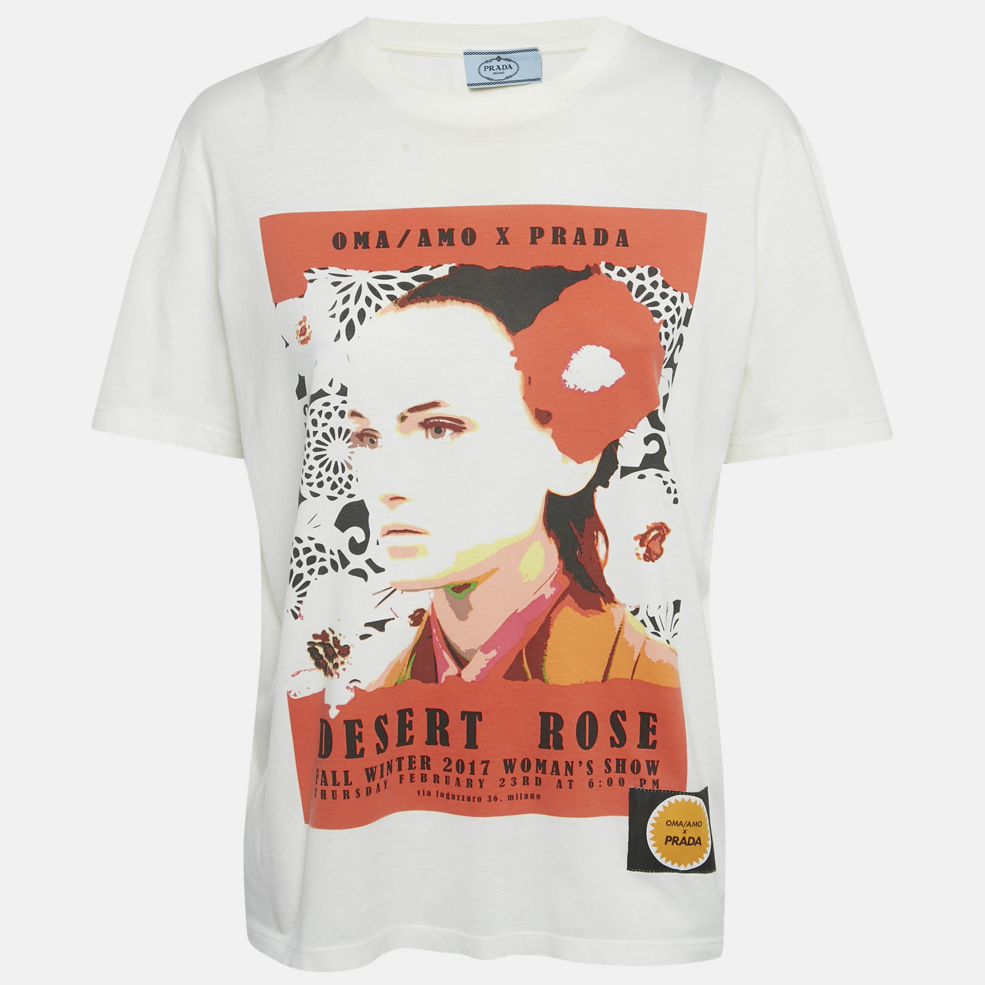 Prada White Oma Edition 'desert Rose' Poster T-shirt M