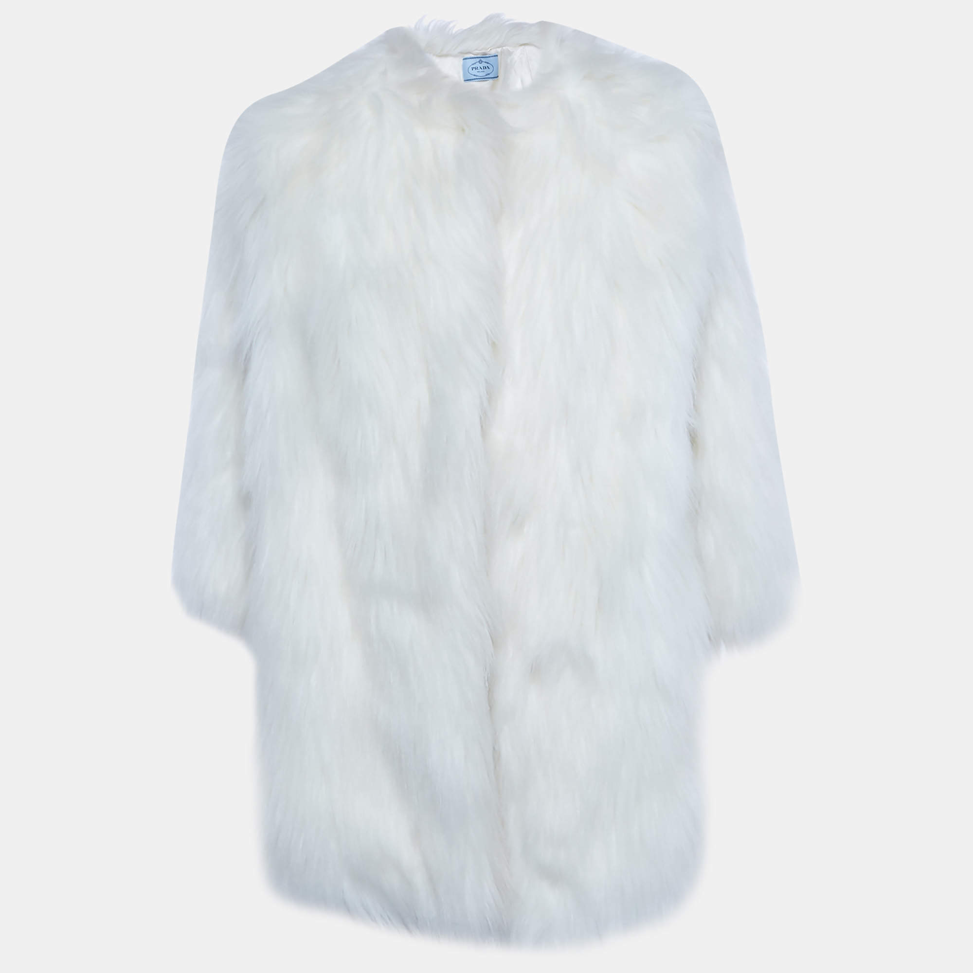 Prada Ivory Faux Fur Short Coat S