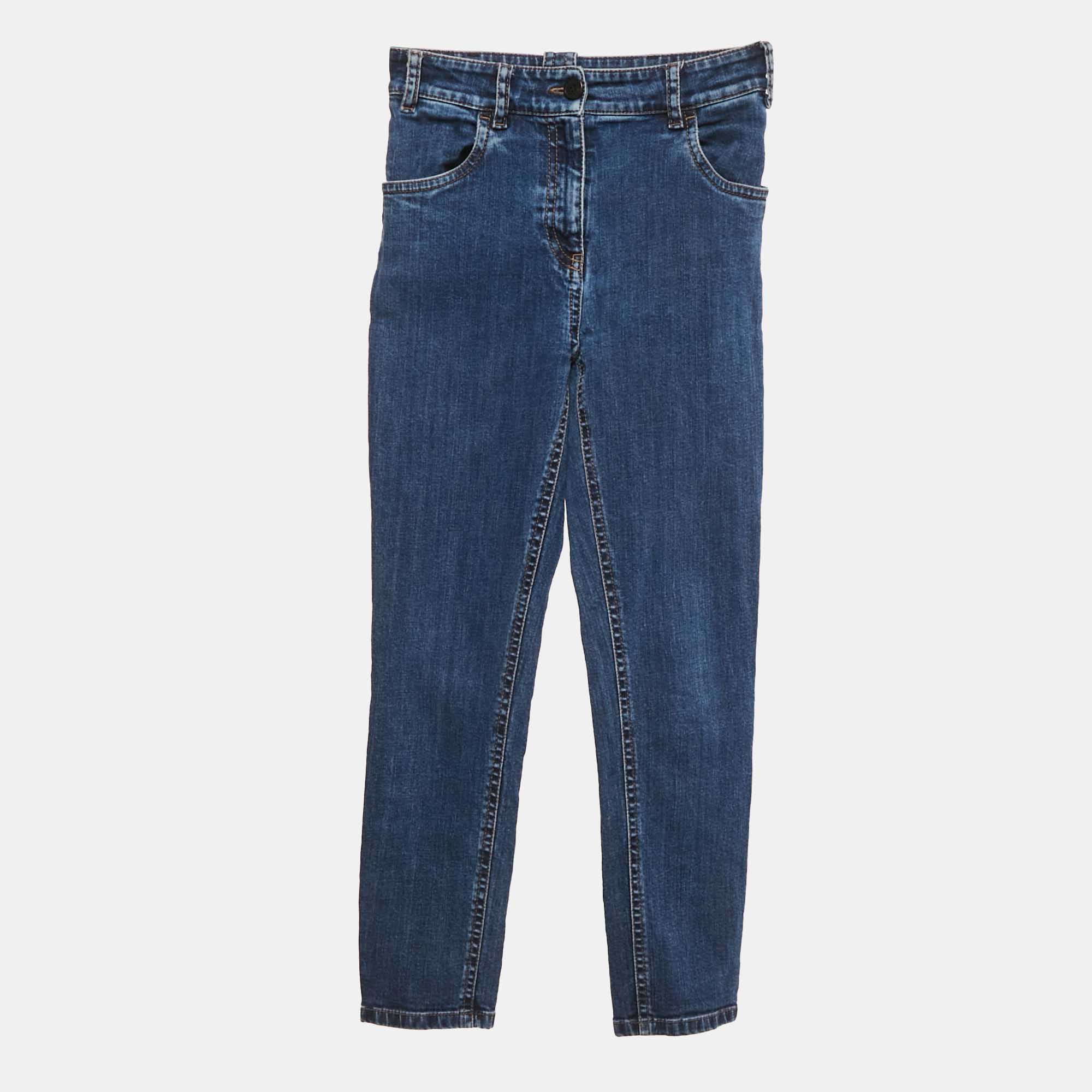 Pre Owned Prada Blue Washed Denim Tight Fit Jeans S Waist 25"