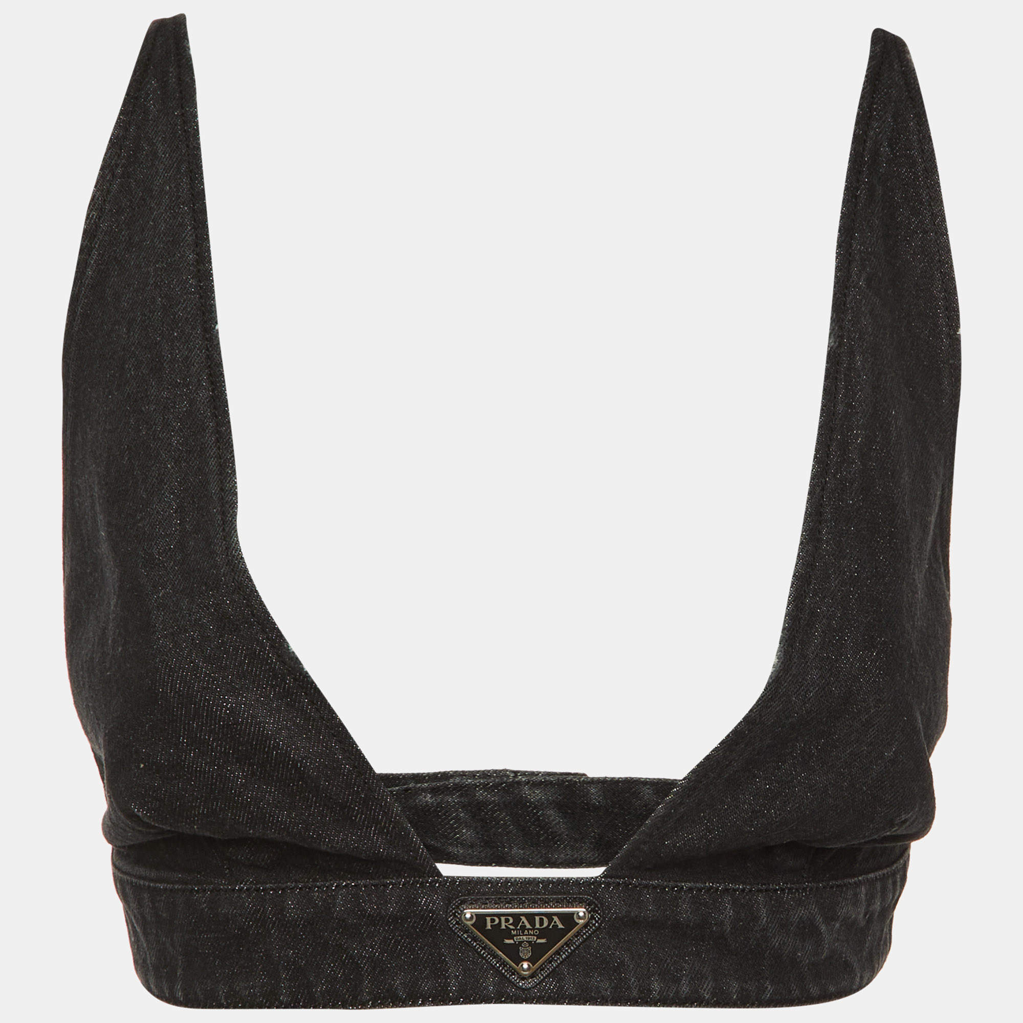 مملوكة مسبقًا بريalet برادا دنيم أسود بلوك شعار مقاس وسط (ميديم)