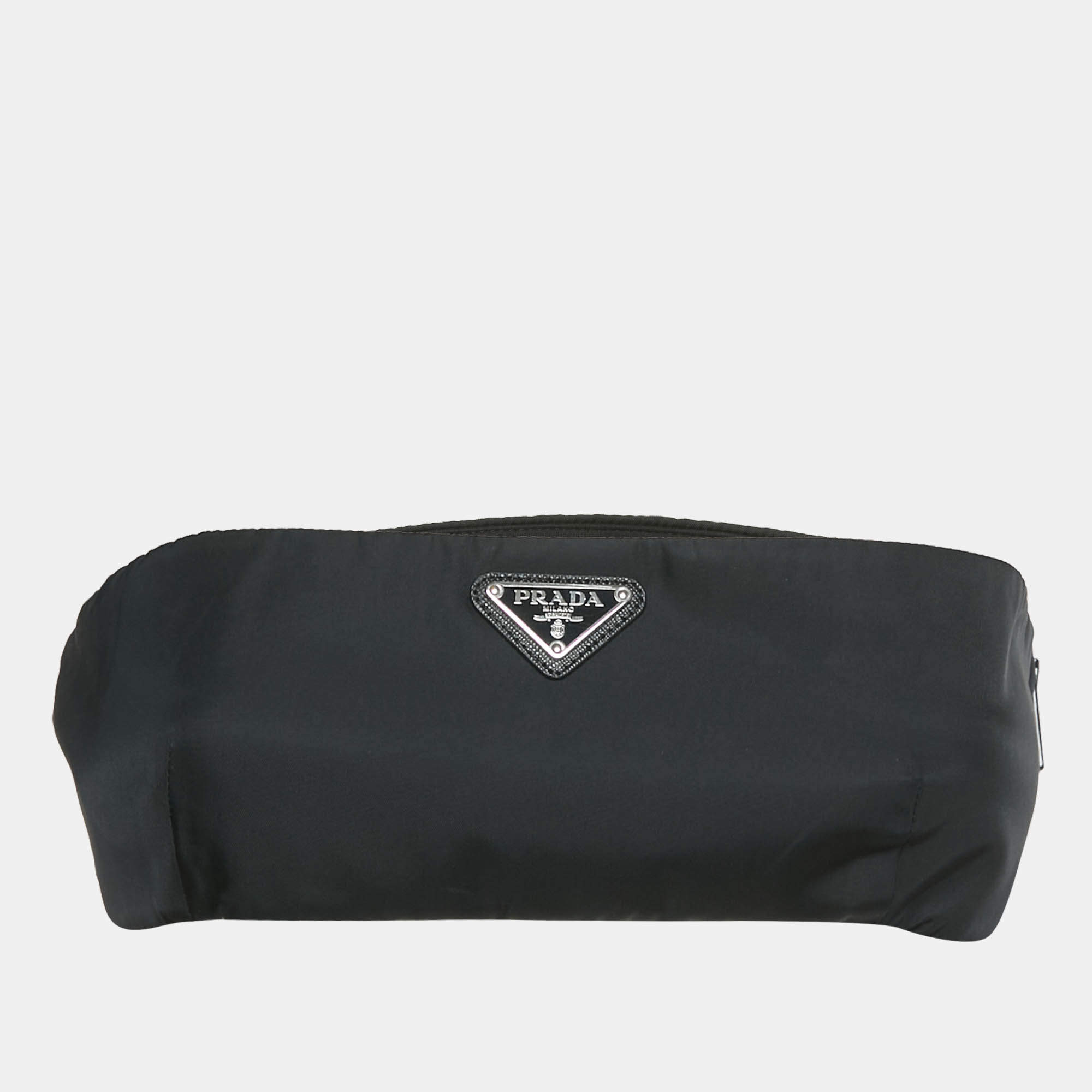 Pre Owned Prada Black Re-Nylon Bandeau Bra Top M