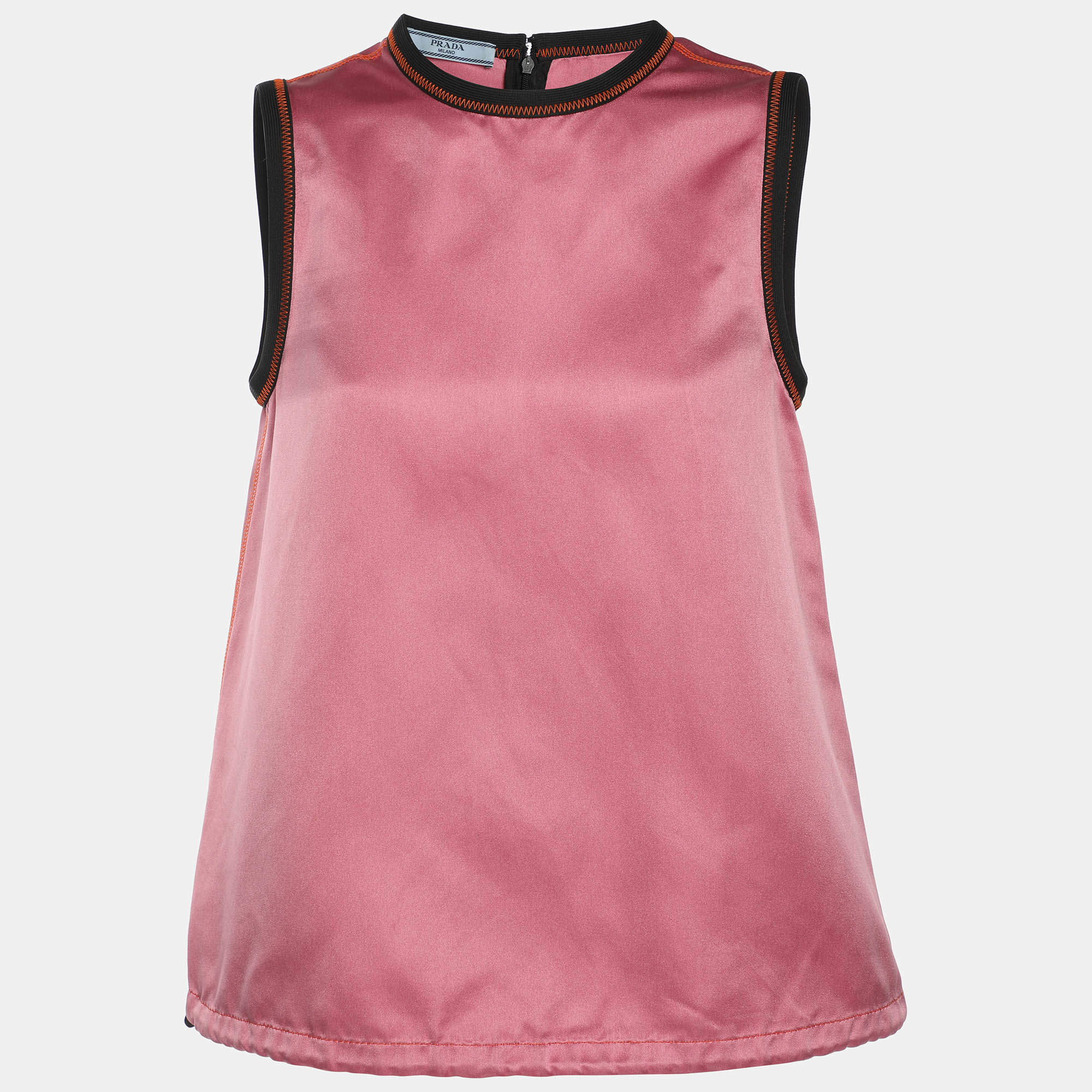 Pre Owned Prada Pink Satin Sleeveless Tops S