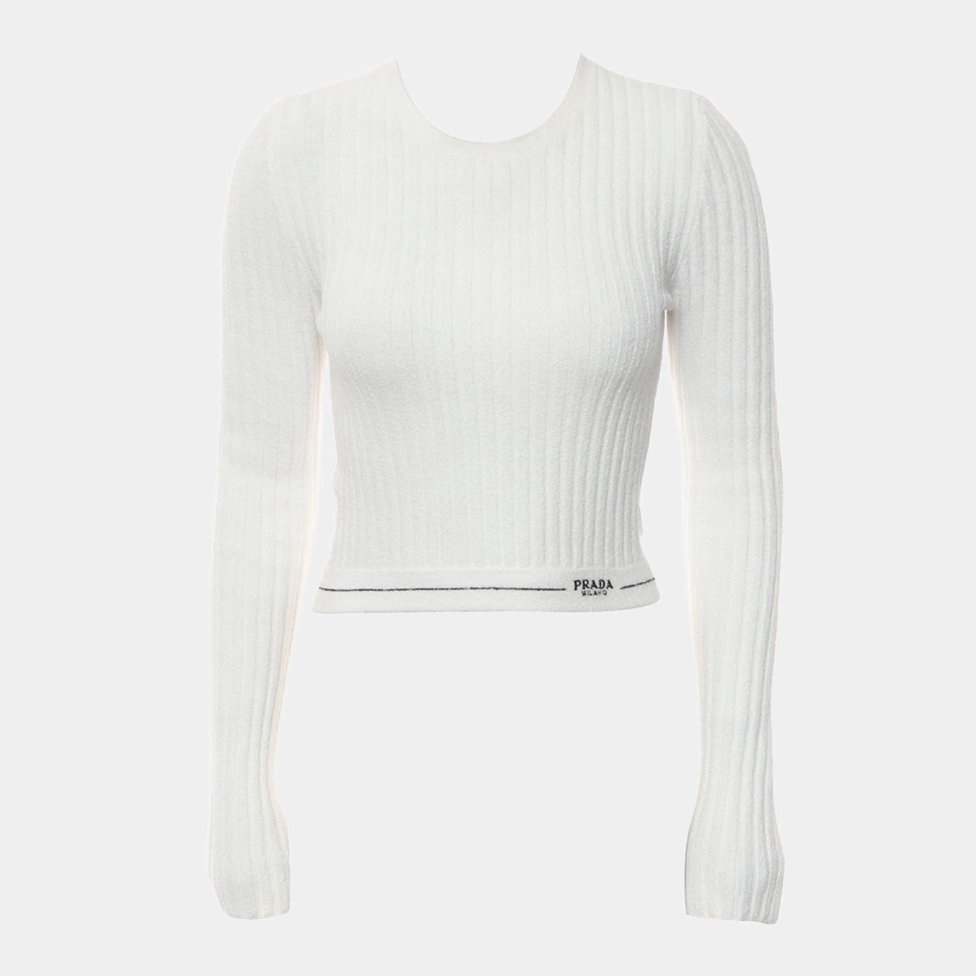 Pre Owned Prada Ribbed Logo Sweater