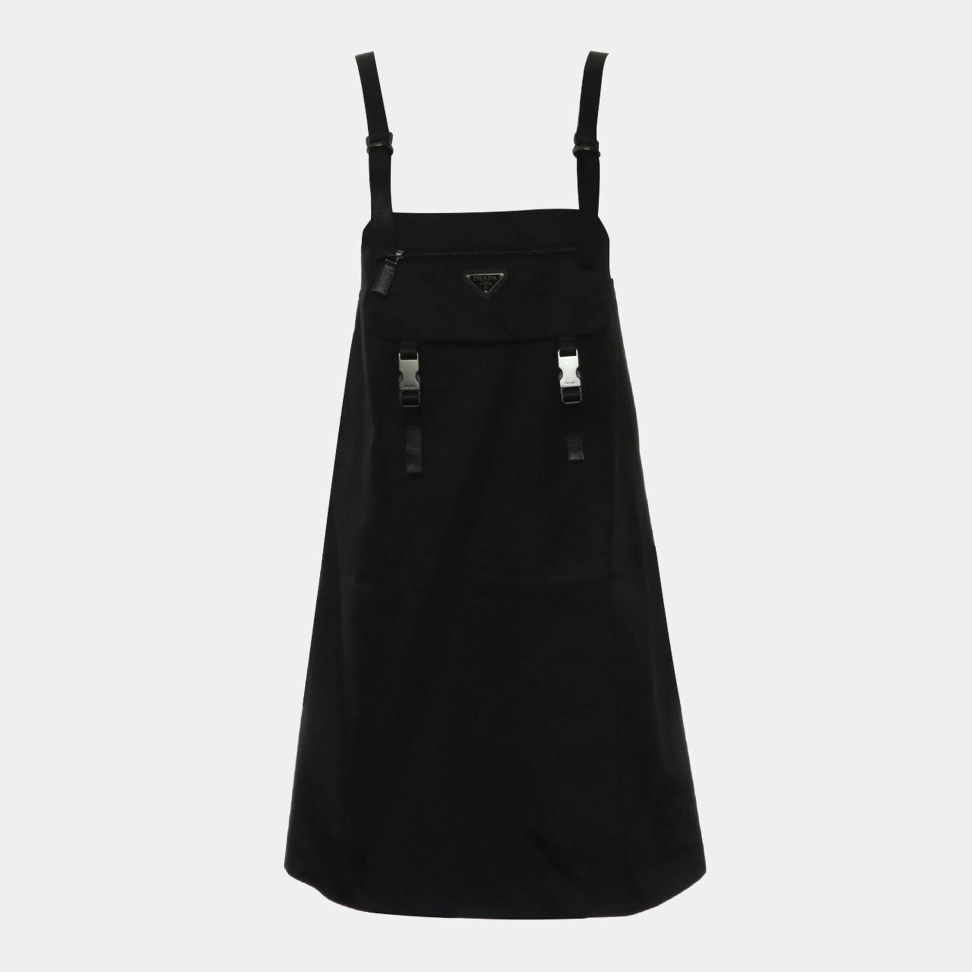 Pre Owned Prada Re-Nylon Black Sleeveless Gabardine Dress