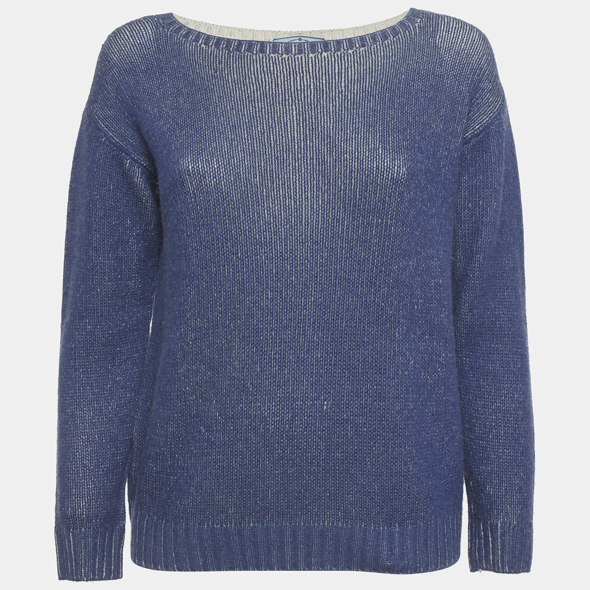 Pre Owned Prada Blue Rib Knit Sweater S